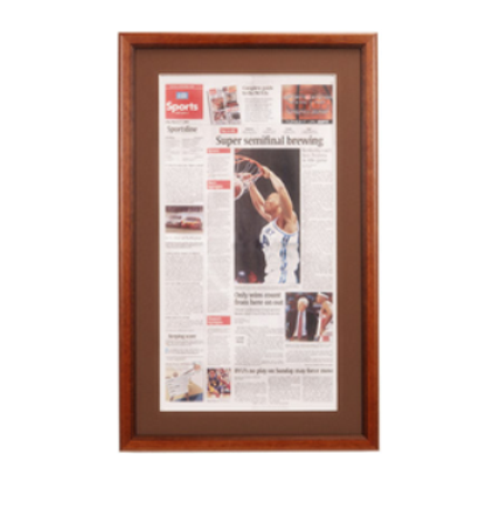 Vintage Wooden Newspaper Display Frame - Elegant Profile #353 with Beveled Matboard for Home, Office & Gift Decor