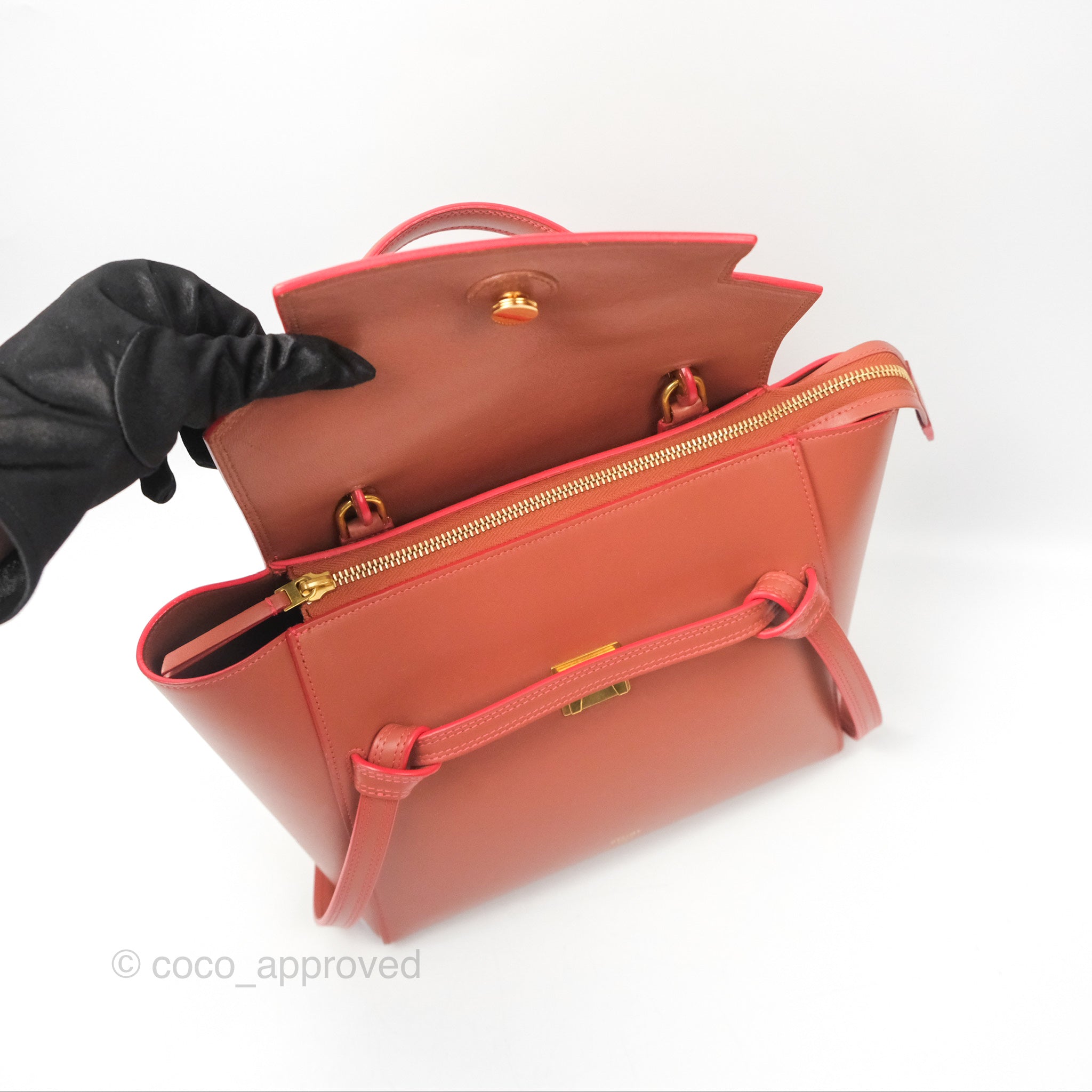 Celine Micro Belt Bag in Terracotta | Smooth Leather with Gold Hardware | Perfect for Work, Travel & Everyday Use
