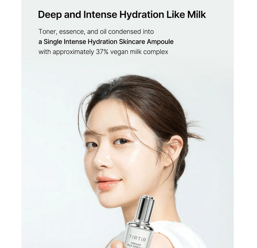 TIRTIR Ceramic Milk Ampoule 40mL - Hydrating Facial Serum for Dry Skin, Korean Skincare for Glowing Complexion | Perfect for Night Routine & Daily Moisturizing
