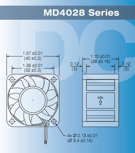 24V Mechatronics MD4028M24B 40x40x28mm Medium Speed Cooling Fan for PC, Electronics & 3D Printers - Quiet & Efficient Airflow Solution
