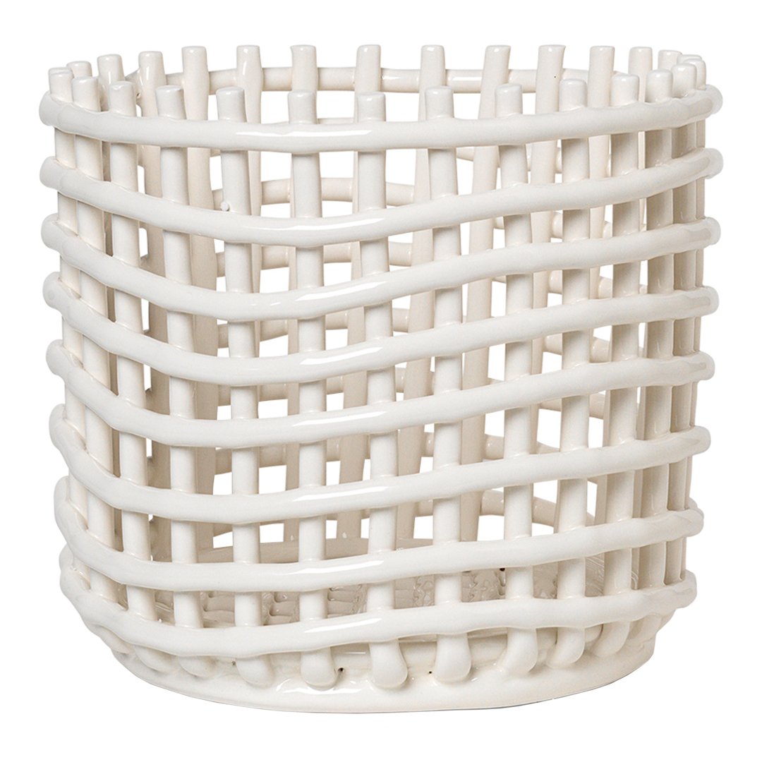 Ferm Living Ceramic Basket - Handmade Decorative Storage for Home & Office | Perfect for Organizing Keys, Jewelry & Small Items
