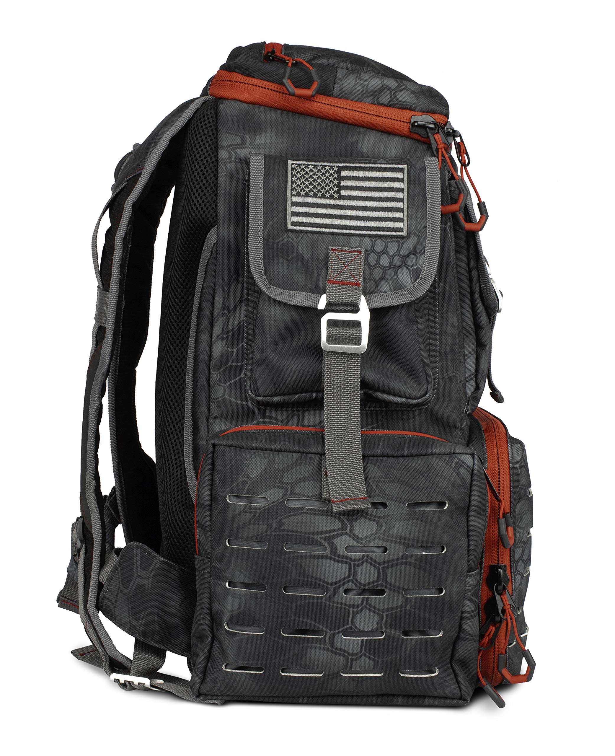 **EGO Kryptek Tactical Fishing Backpack – Water-Resistant 1000D Nylon Tackle Box with PVC Back, Multiple Storage Pockets & Laser-Cut MOLLE Loops – Includes 4 Tackle Trays – Perfect for Outdoor Fishing, Camping & Hiking Adventures**