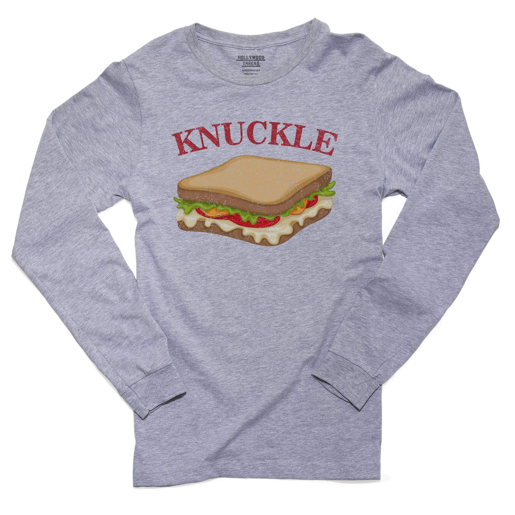 Trendy Hollywood Thread Knuckle Sandwich Graphic Men's Long Sleeve T-Shirt - Funny Casual Wear for Parties & Street Style