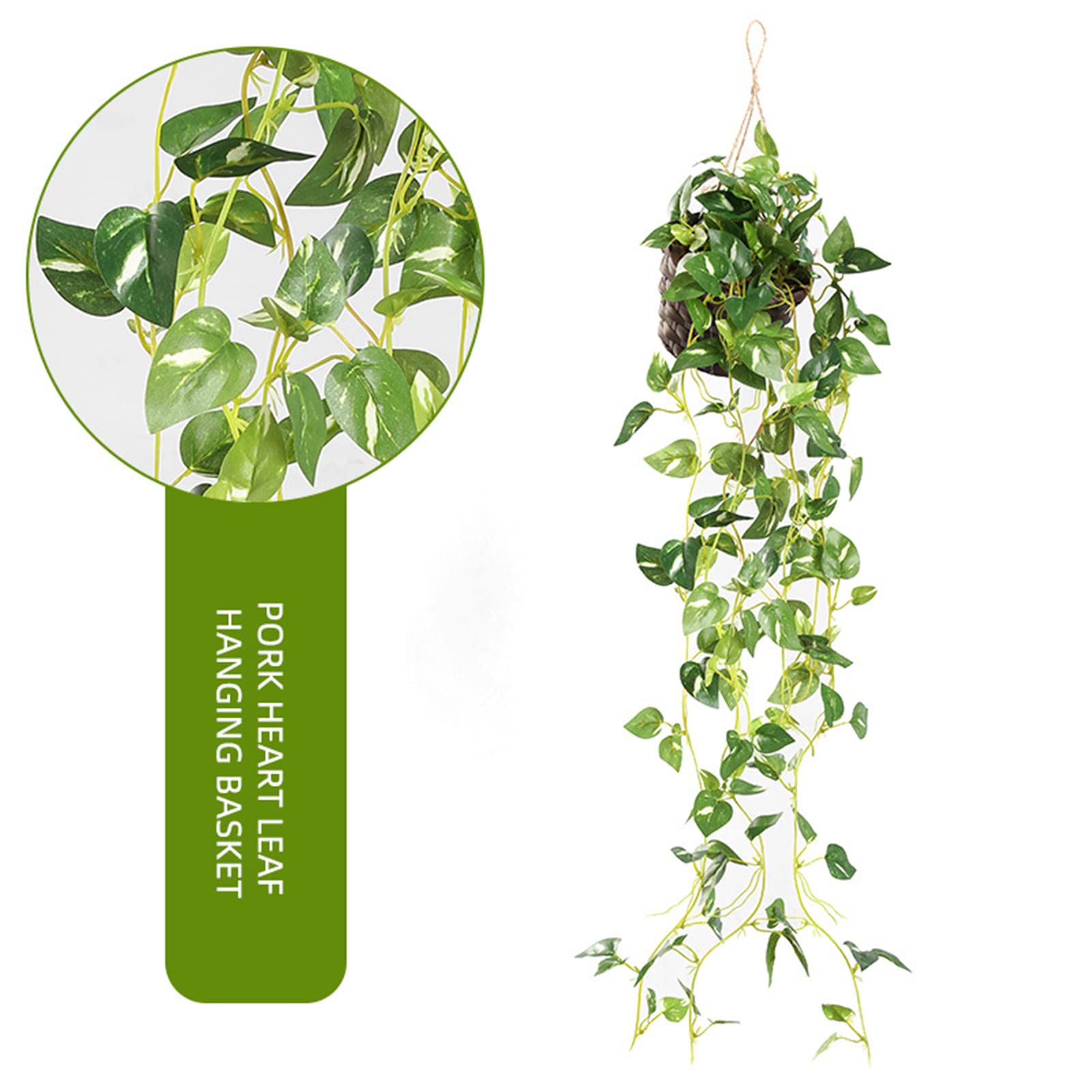 NUZYZ 5 Heads Artificial Green Plant - Flexible Realistic Fake Hanging Vine for Wall Decor - Home Office Indoor Outdoor Decoration - Perfect for Living Room, Bedroom, Balcony & Patio