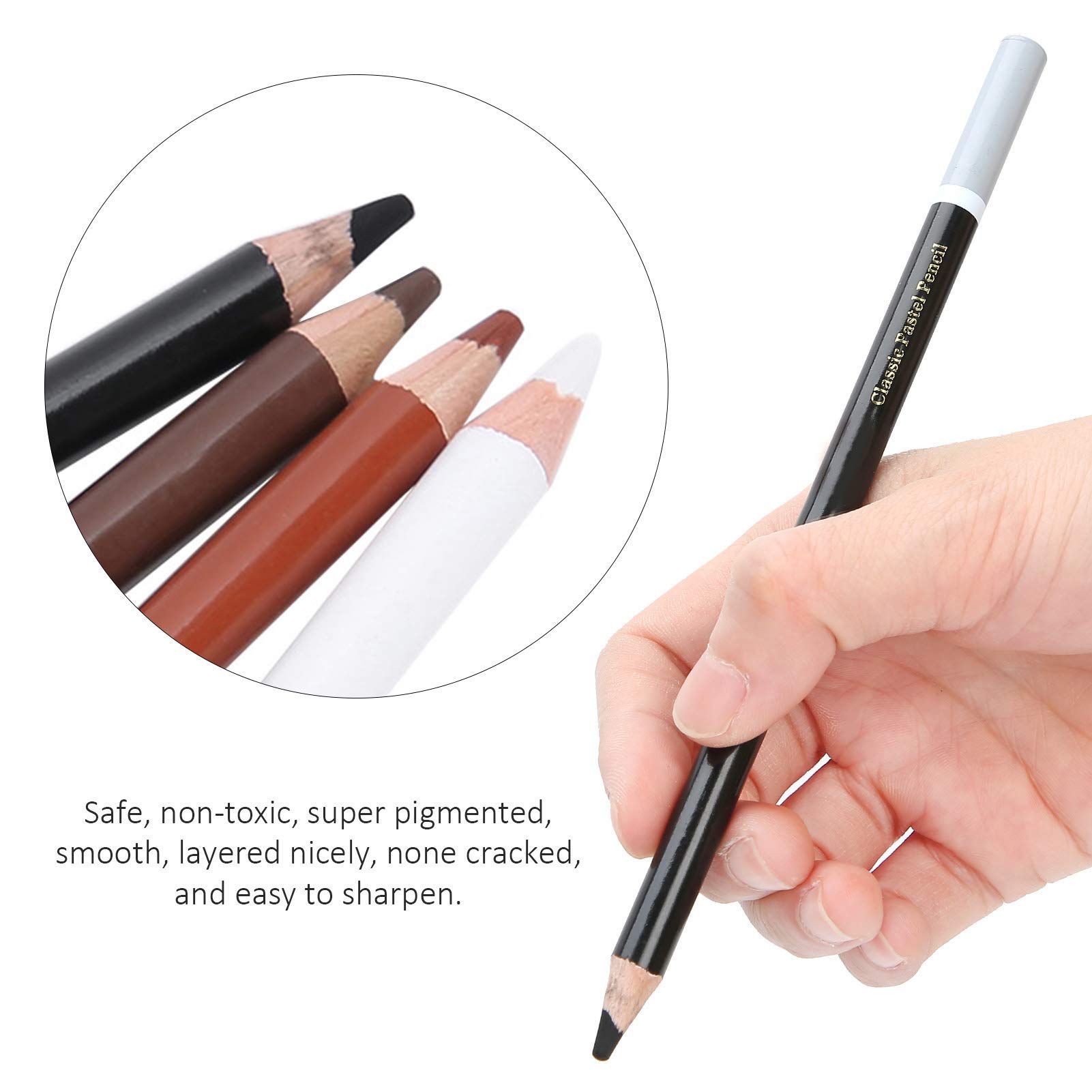 Professional 4PCS Charcoal Pencils Drawing Set - Soft/Hard Charcoal, White & Color Pencils for Sketching, Shading, Blending - Perfect for Artists, Students & Sketchbook Drawing