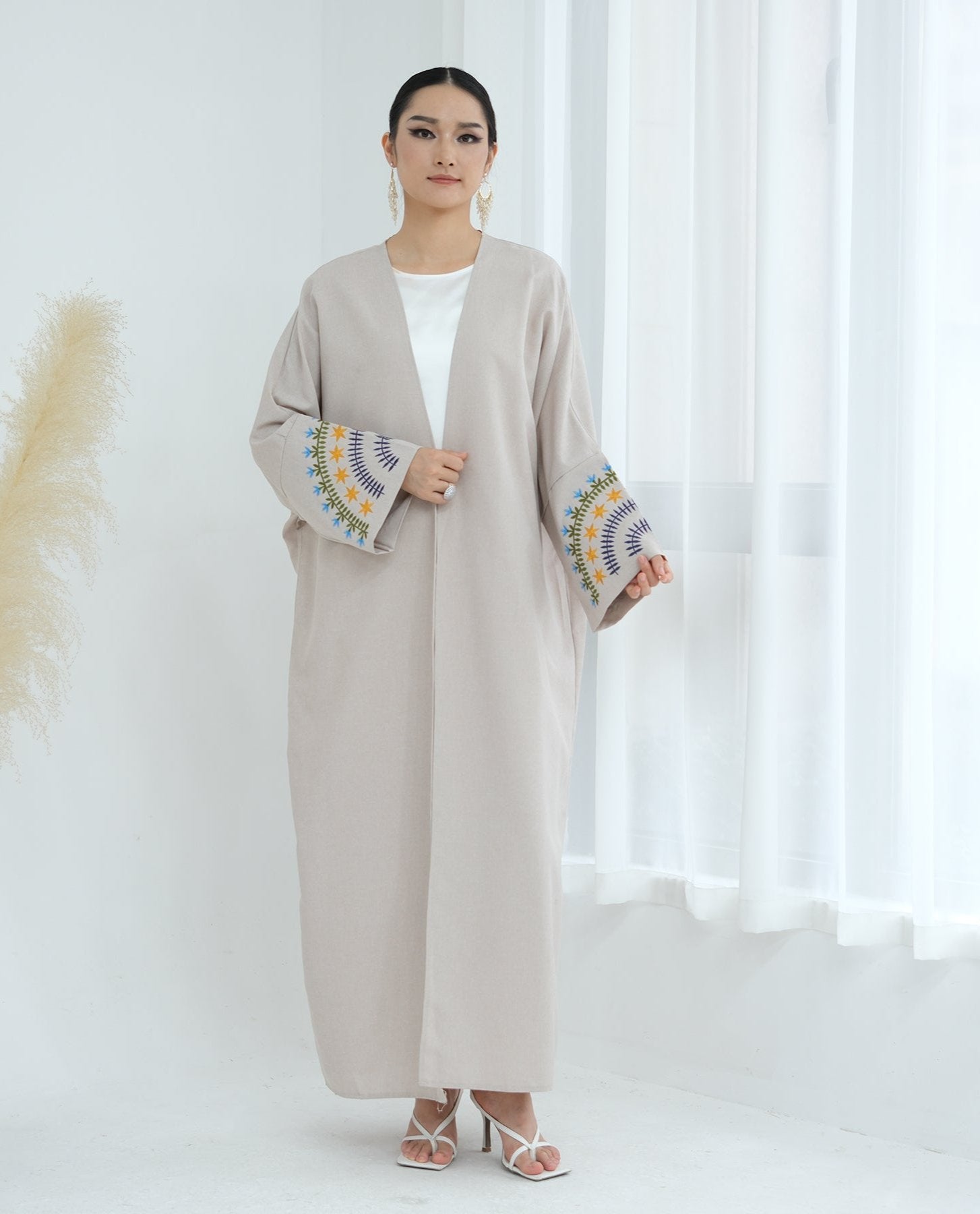 Carin Embroidered Kimono Duster Cardigan - Women's Lightweight Open Front Cover Up for Spring & Summer - Perfect for Beach, Vacation, and Boho Style Outfits