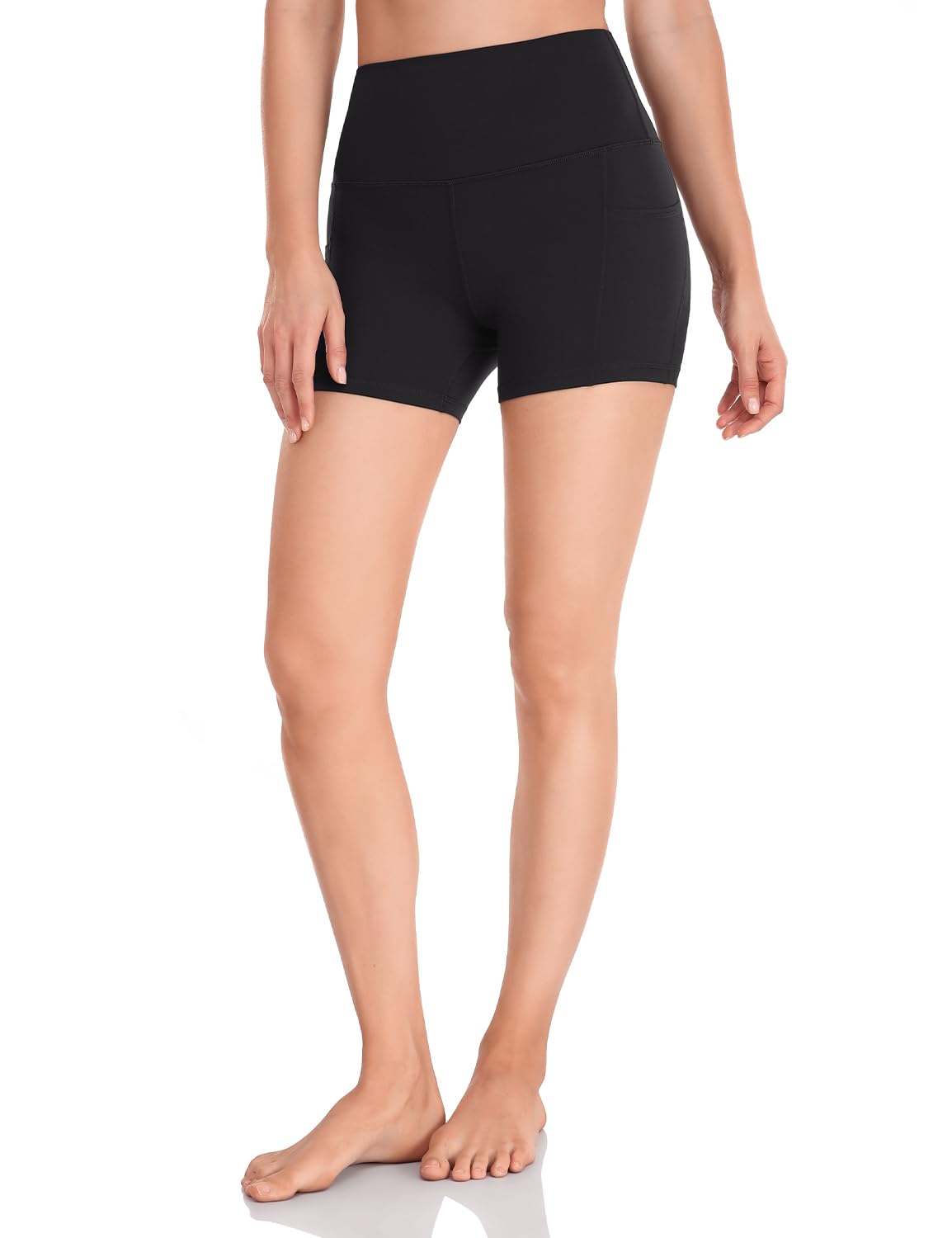 HeyNuts Women's High Waist Compression Yoga Shorts with Side Pockets - 4