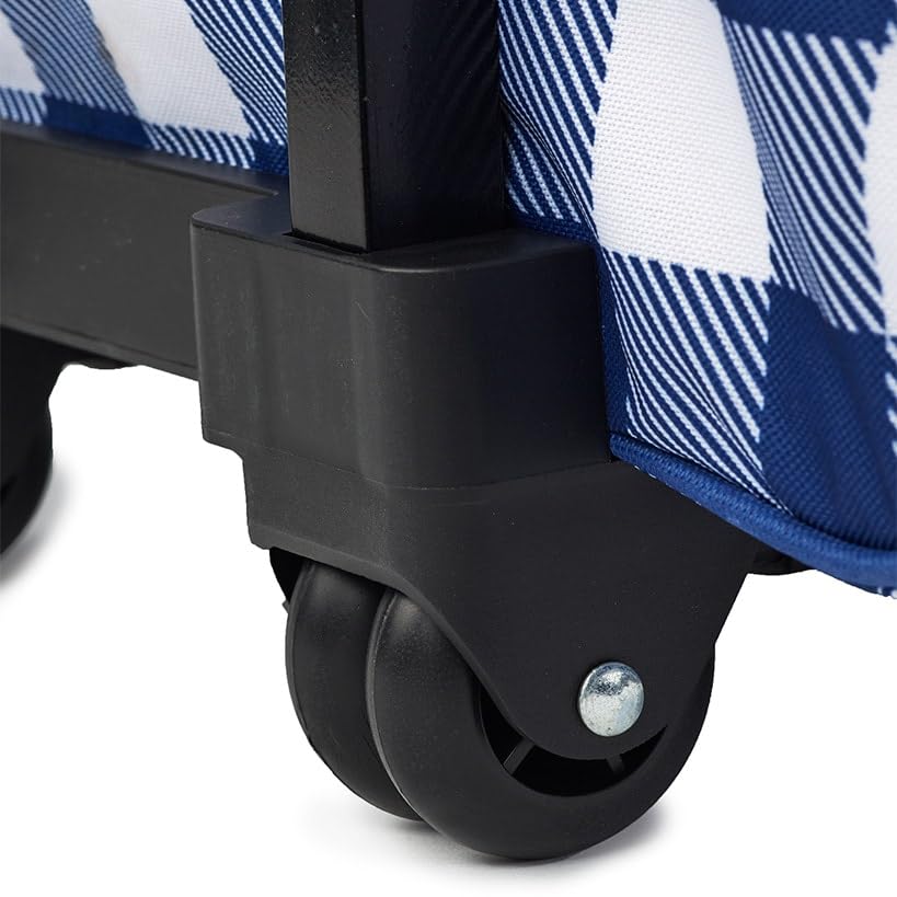 Rolling Sewing Machine Tote Bag - Navy Buffalo Check Pattern, Portable Craft Storage for Quilting & Sewing Projects, Perfect for Travel & Workshops