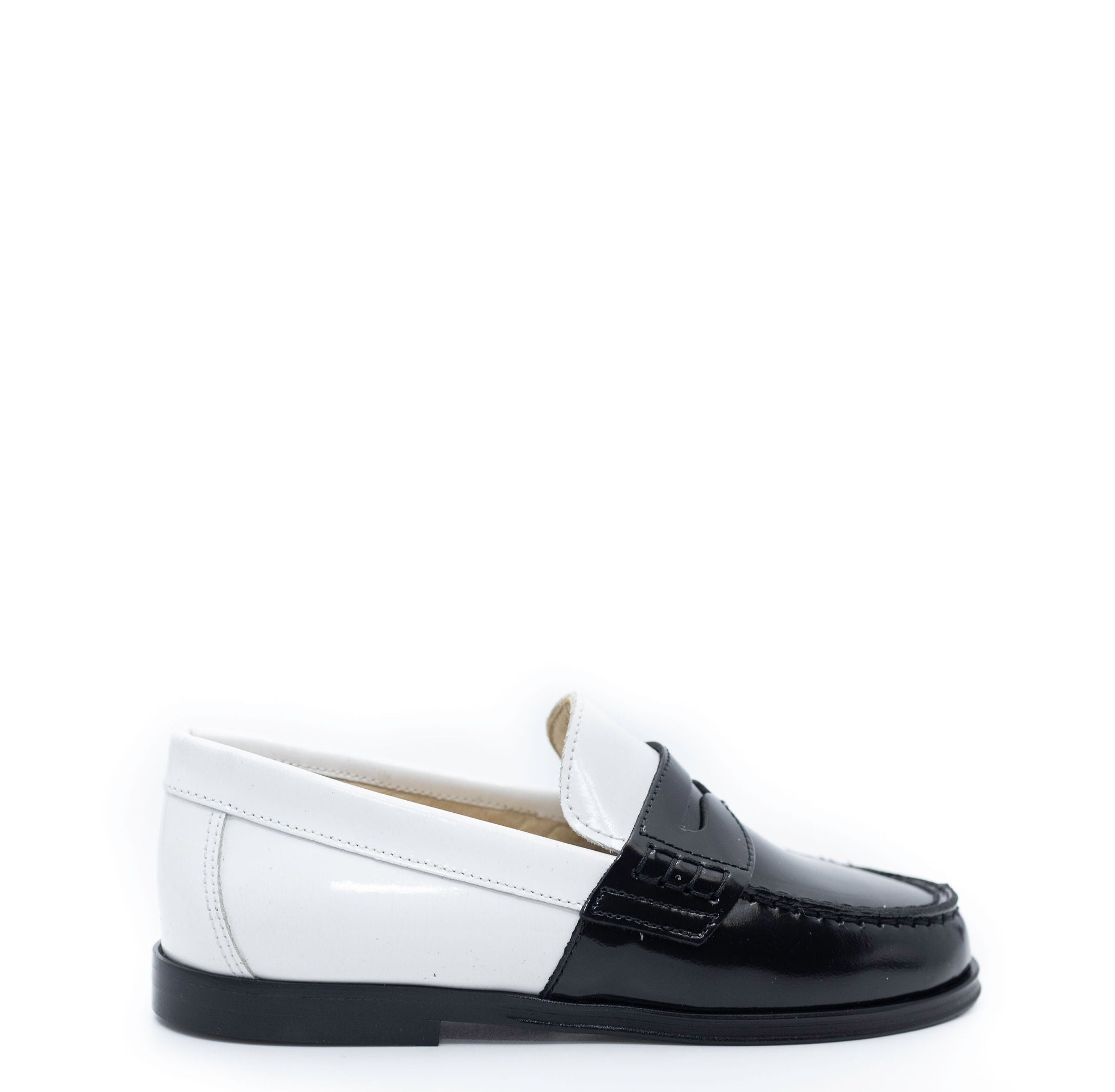 Blublonc Black and White Colorblock Penny Loafers for Men & Women - Classic Slip-On Comfort Shoes for Office, Casual & Formal Wear