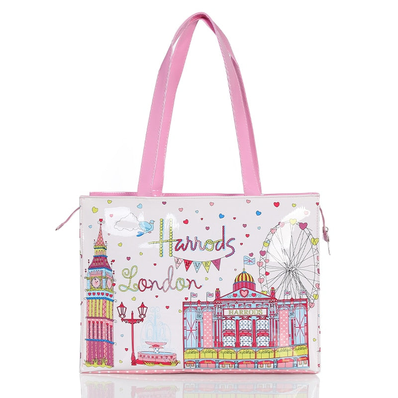 Eco-Friendly Women's Floral Tote Shopping Bag - Reusable Grocery Bag for Beach, Market & Daily Use
