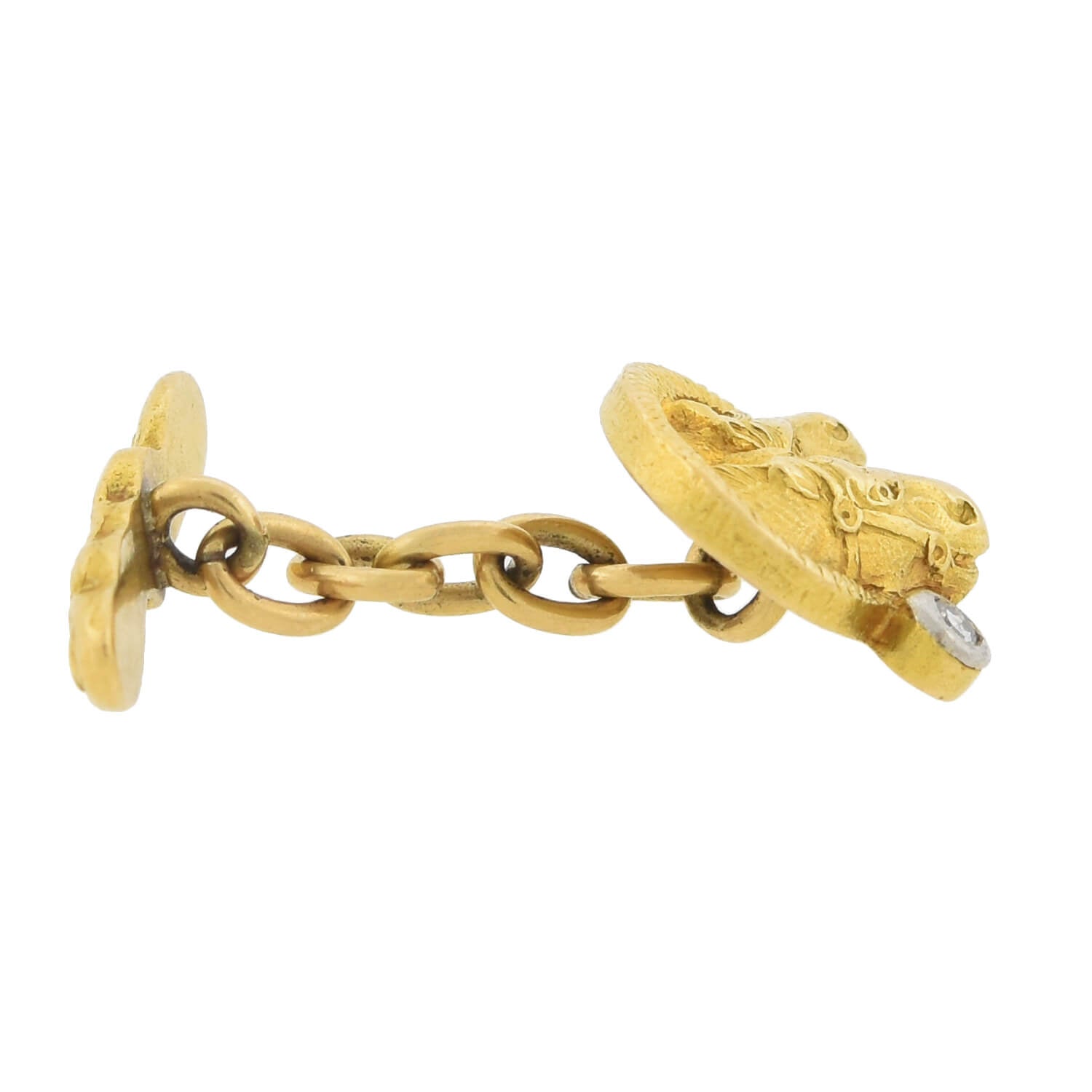 Elegant Edwardian 18kt Gold & Platinum Double Horse Diamond Cufflinks for Men - Perfect for Weddings, Business Meetings & Formal Events