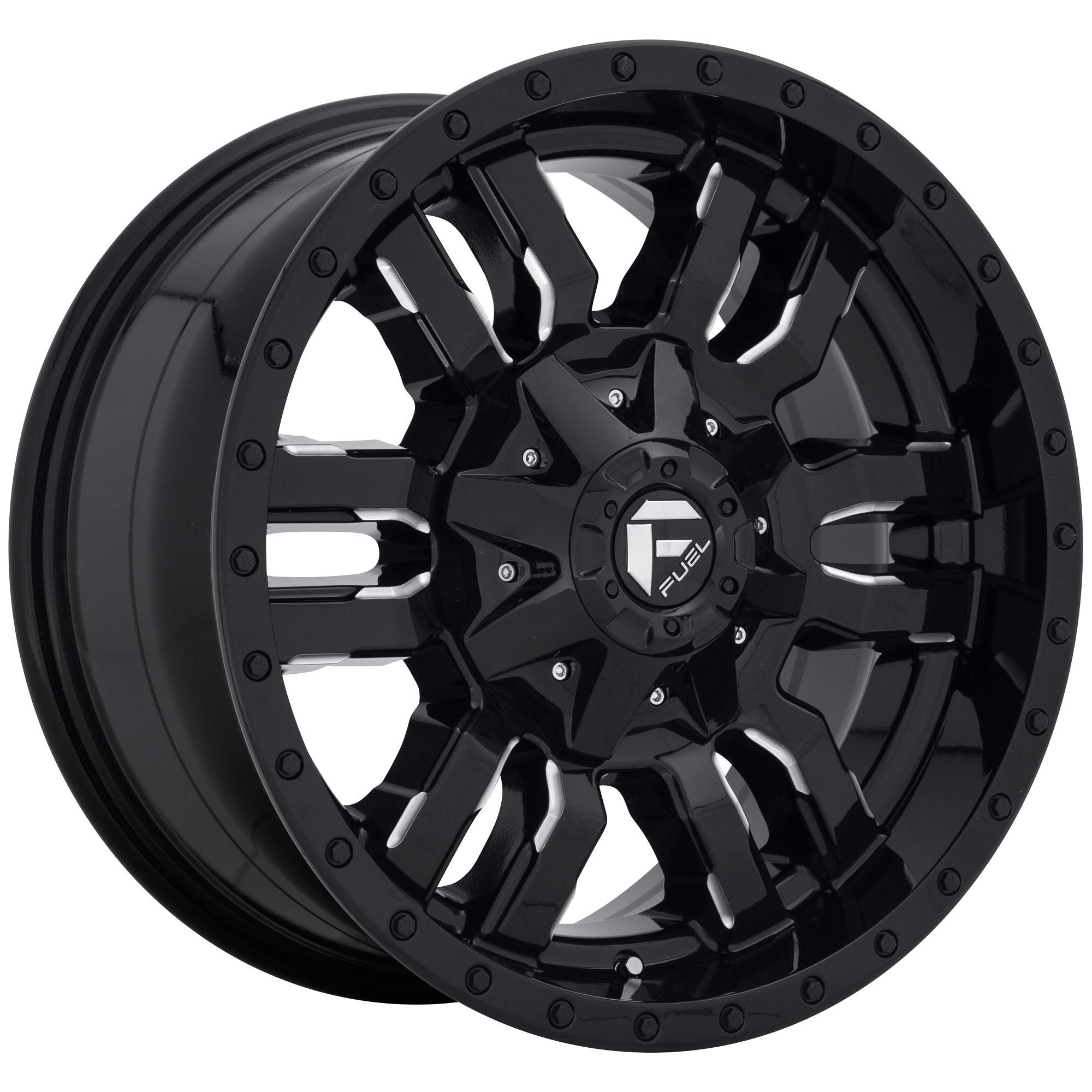 1PC SLEDGE Gloss Black Milled Sledge 18x9 8x180.00 Automotive Rim - Premium Alloy Wheels for Trucks & SUVs - Perfect for Off-Roading & Custom Car Upgrades