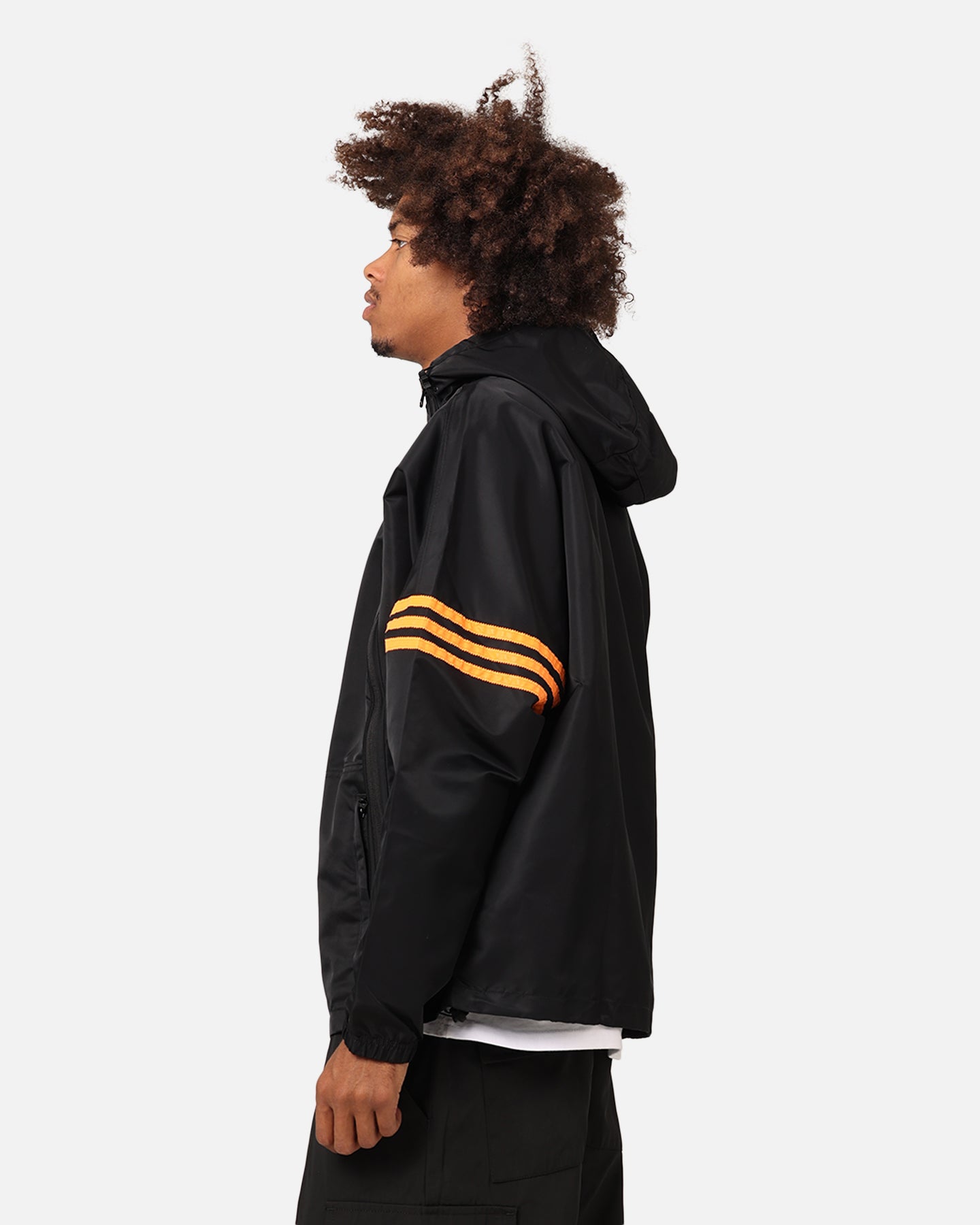 Adidas Neuclassics+ Dual Zip Windbreaker Jacket - Black/Semi Impact Orange - Lightweight Water-Resistant Windbreaker for Running, Hiking & Outdoor Sports