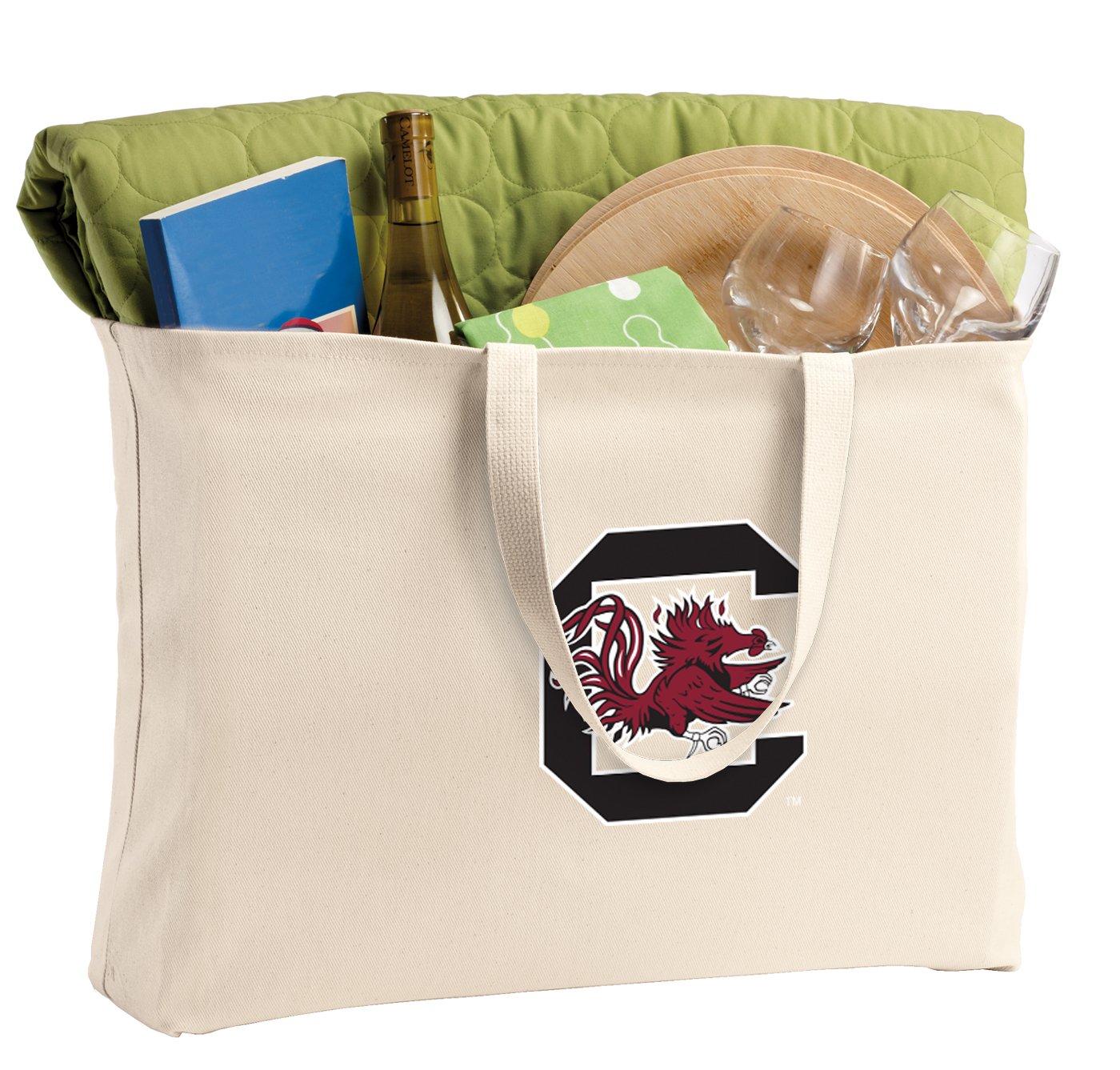 JUMBO University of South Carolina Tote Bag - Large Canvas Gamecocks Shopping Bag for College, Beach & Groceries | USC Gamecocks Fan Gear & School Spirit Accessories