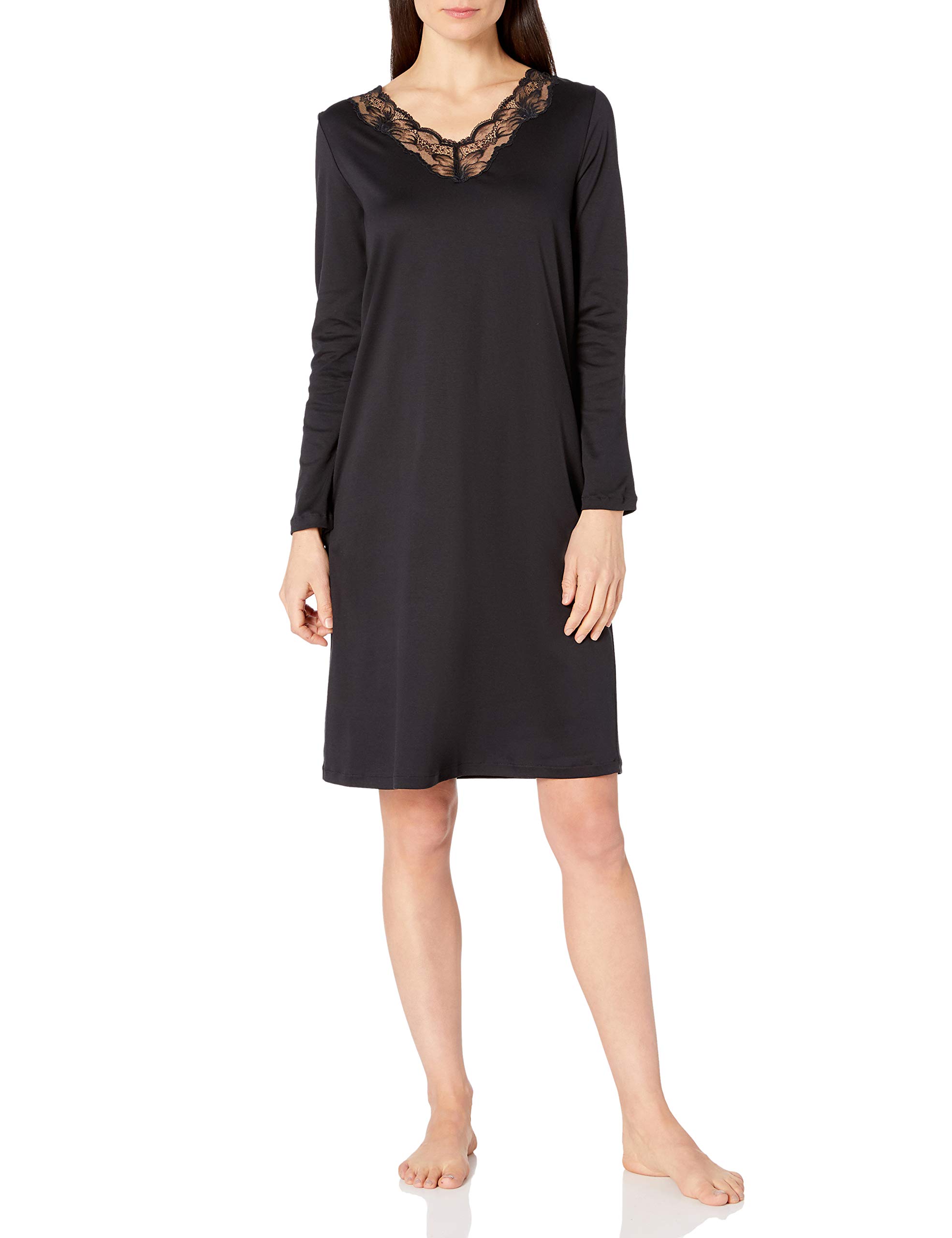 HANRO Women's Valencia Long Sleeve Nightgown - Soft Cotton Sleepwear for Women, Comfortable Loungewear for Relaxing at Home or Bedtime