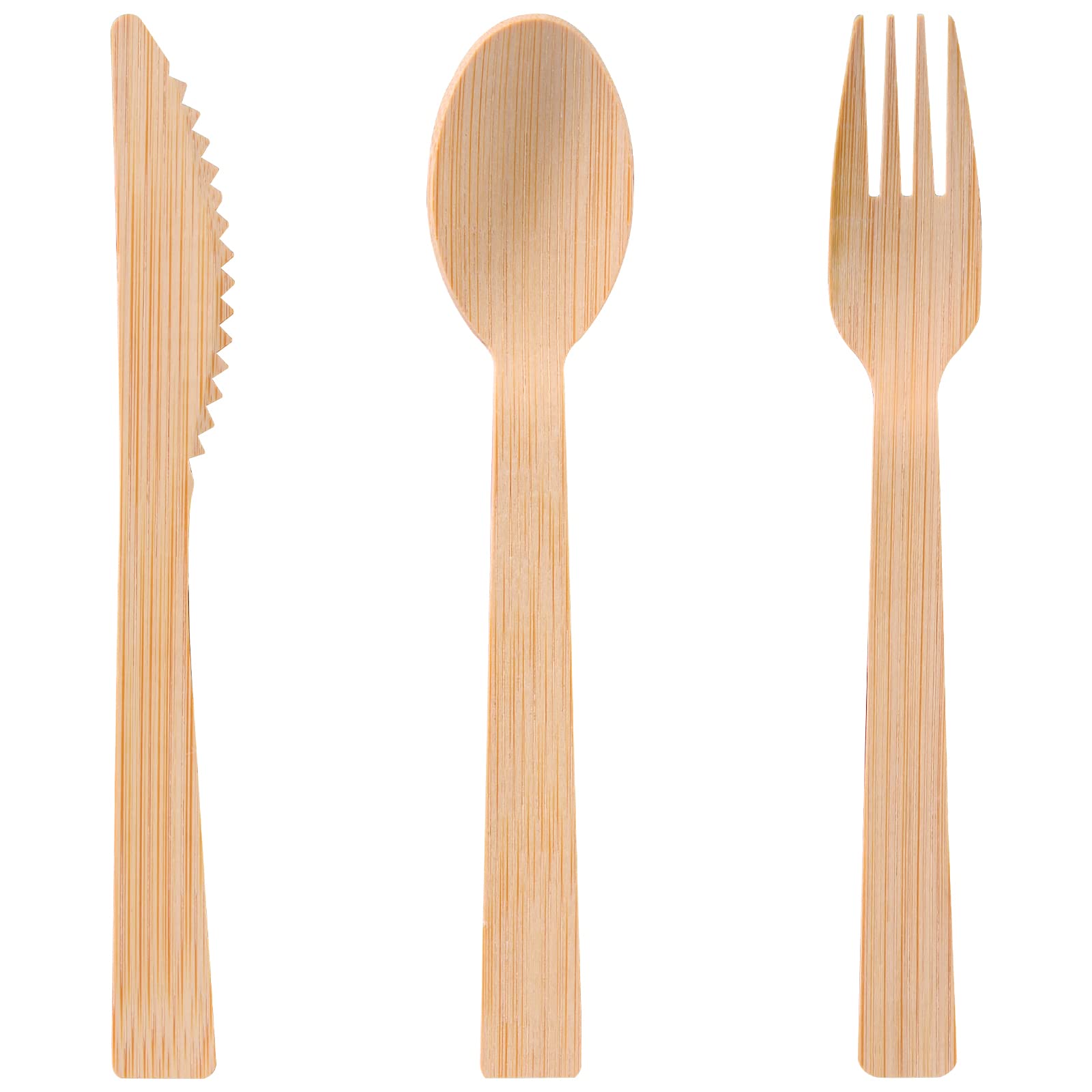 Eco-Friendly Disposable Bamboo Cutlery Set - 150 Pieces (50 Forks, 50 Knives, 50 Spoons) | Biodegradable Bamboo Utensils for Parties, Weddings, Picnics & Outdoor Events | Sustainable Alternative to Plastic Cutlery