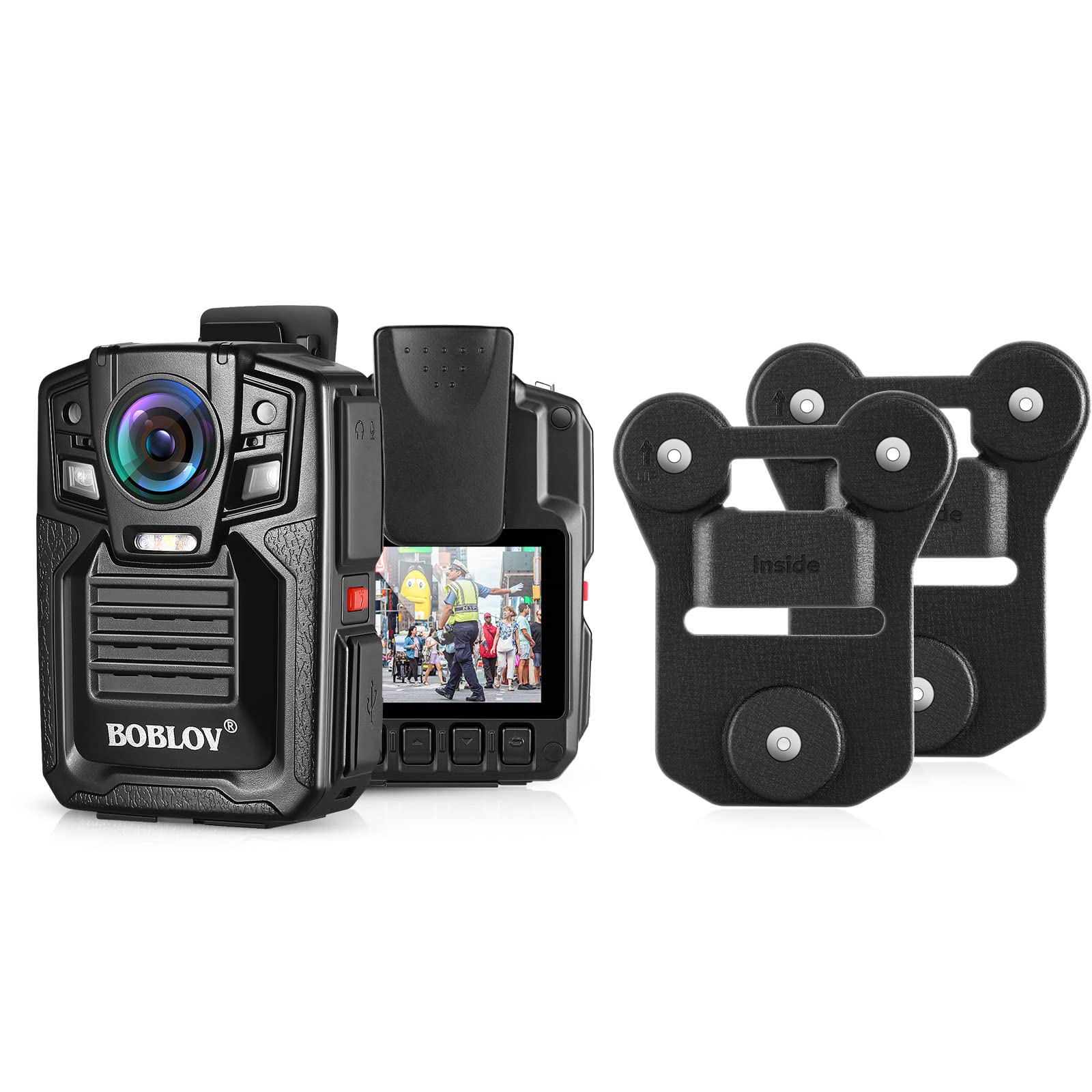 BOBLOV D7 128GB Police Body Camera Bundle - 1296P HD, Waterproof, 170° Wide Angle, 2 Batteries & Charging Dock with Magnet Mount - Ideal for Law Enforcement, Security Guards & Night Patrols