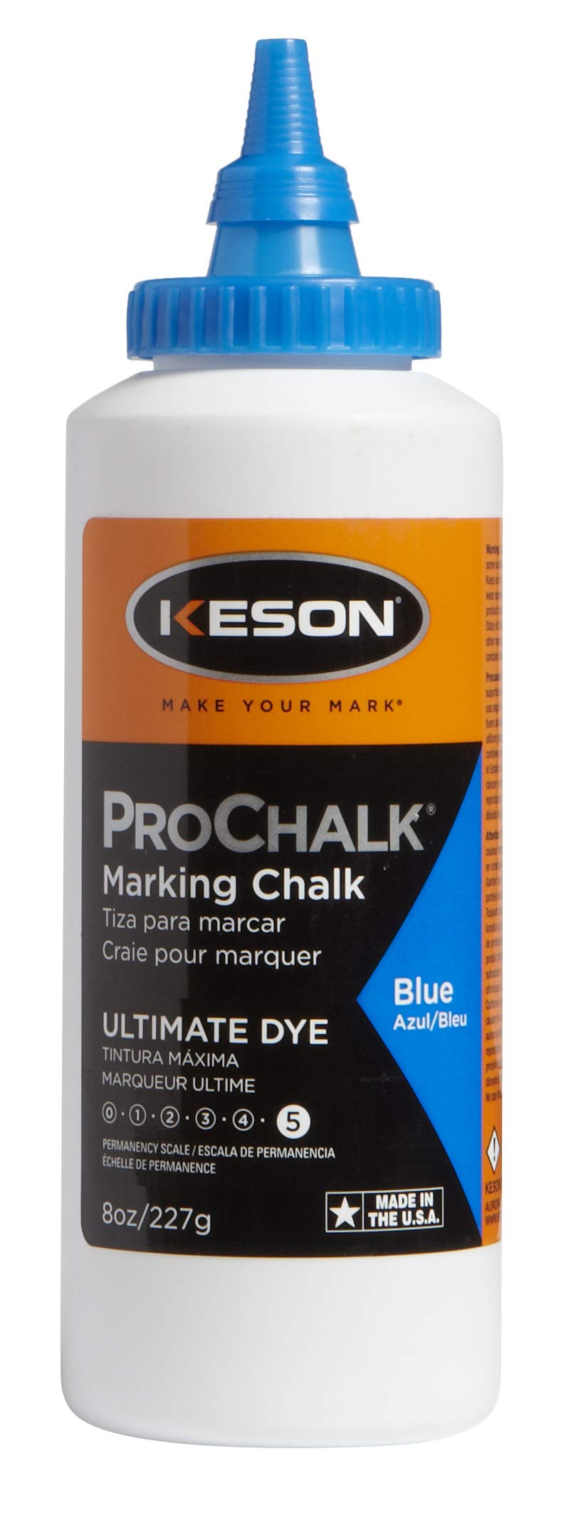 Keson GG304 Blue Marking Chalk Refill - 8 Oz for Construction, Masonry & DIY Projects | High-Visibility Temporary Marking