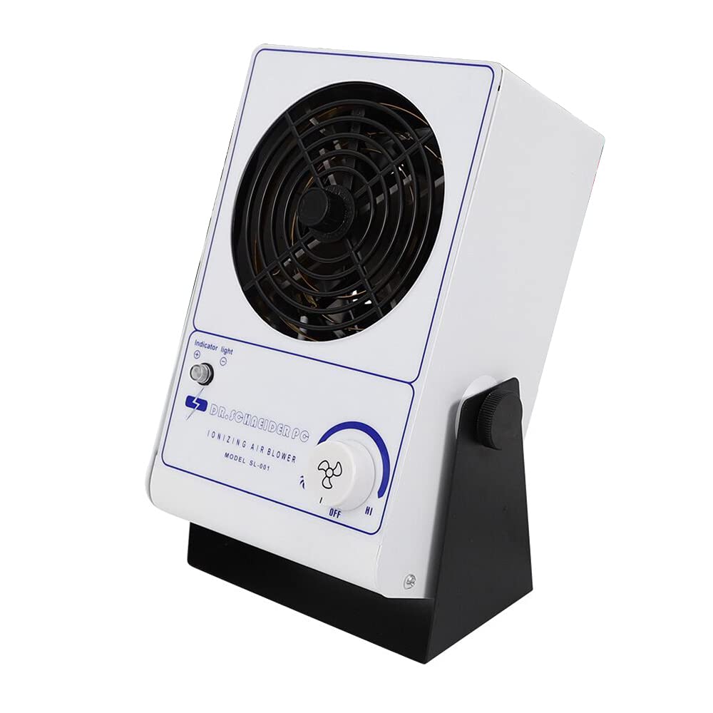 Ionization Fan for Static Elimination - Fast Operation, Adjustable Airflow, 110V for Cleanrooms & Electronics Workspaces