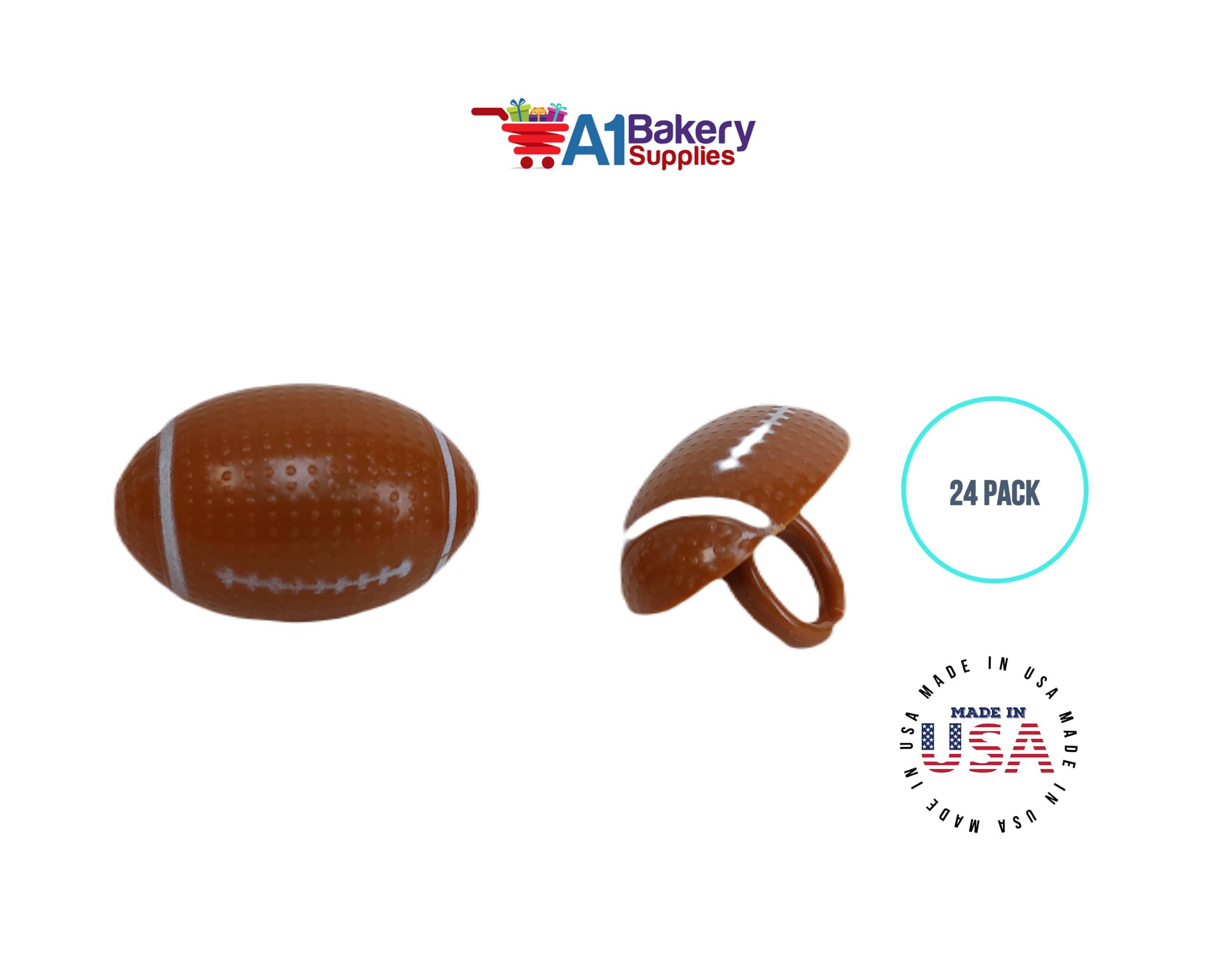 24-Pack Football Cupcake Rings for Baking & Decorating - Perfect for Birthday Parties, Sports Events & Game Day Treats by A1 Bakery Supplies