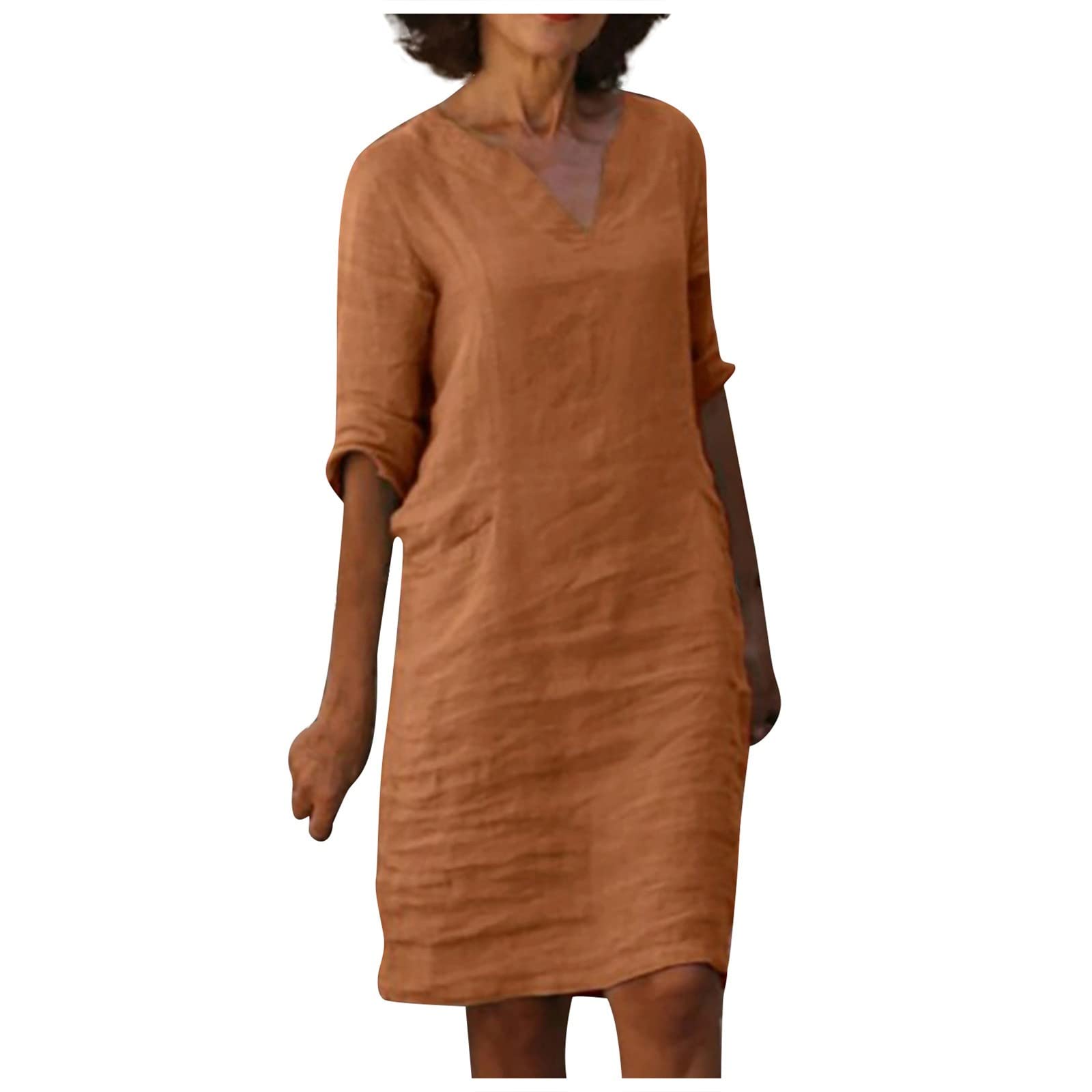 OIOLOYJM Plus Size Summer Dresses for Women 2025 - Flowy 3/4 Sleeve Boho Kaftan Dress for Curvy Women | Beach Vacation, Casual Outing, Summer Party Wear