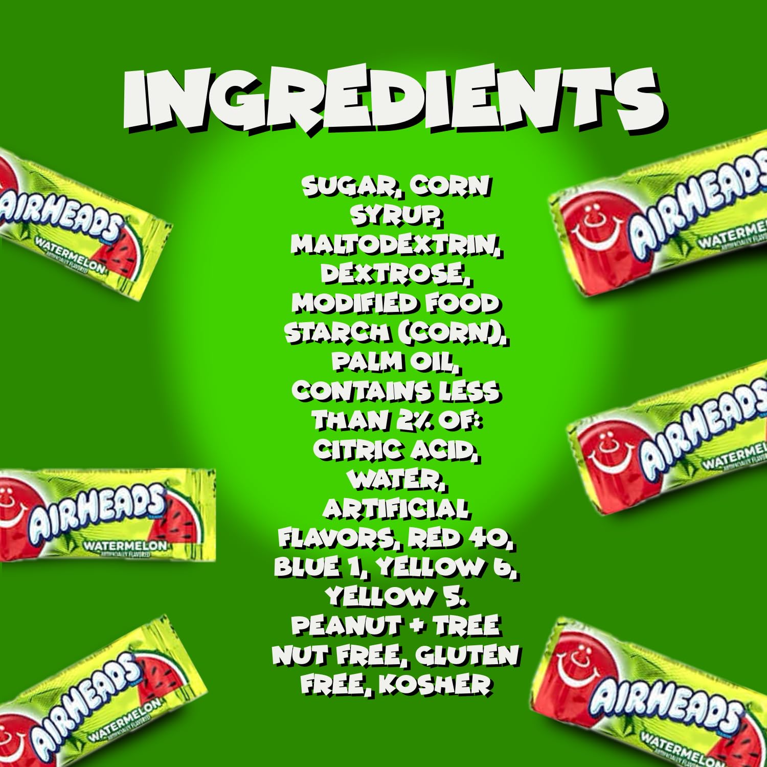 Airheads Mini Bars Watermelon Flavor - 80 Individually Wrapped Chewy Fruit Taffy Candies (2 lbs) | Gluten Free, Non-Melting Bulk Candy for Birthdays, Parties, Halloween & Office Snacks | Perfect for Candy Buffets, Pinatas & Pantry Stocking
