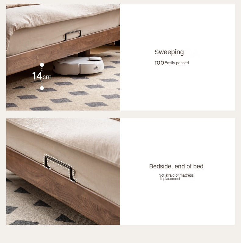 Solid Wood Floating Bed Frame - Black Walnut & Oak - Modern Platform Bed with Hidden Storage - Perfect for Small Bedrooms & Minimalist Home Decor