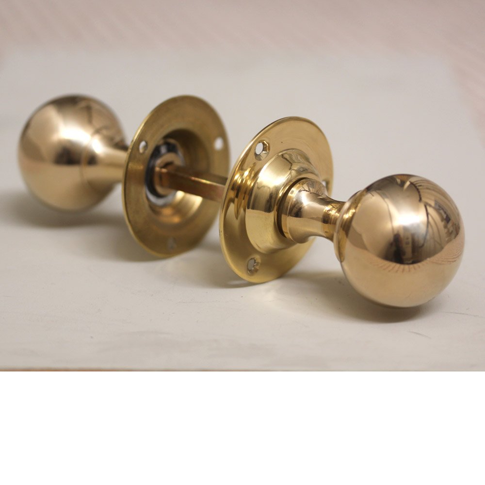 Antique Style Polished Brass Round Door Knobs - Vintage Home Decor for Bedroom, Bathroom & Interior Doors