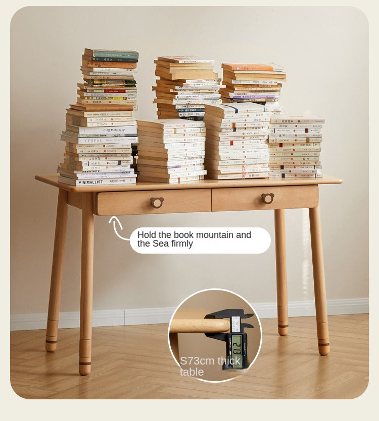Solid Wood Kids Study Desk - Beech & Oak Wooden Children's Writing Table for Homework & Drawing | Perfect for Bedroom, Homeschool & Classroom Use
