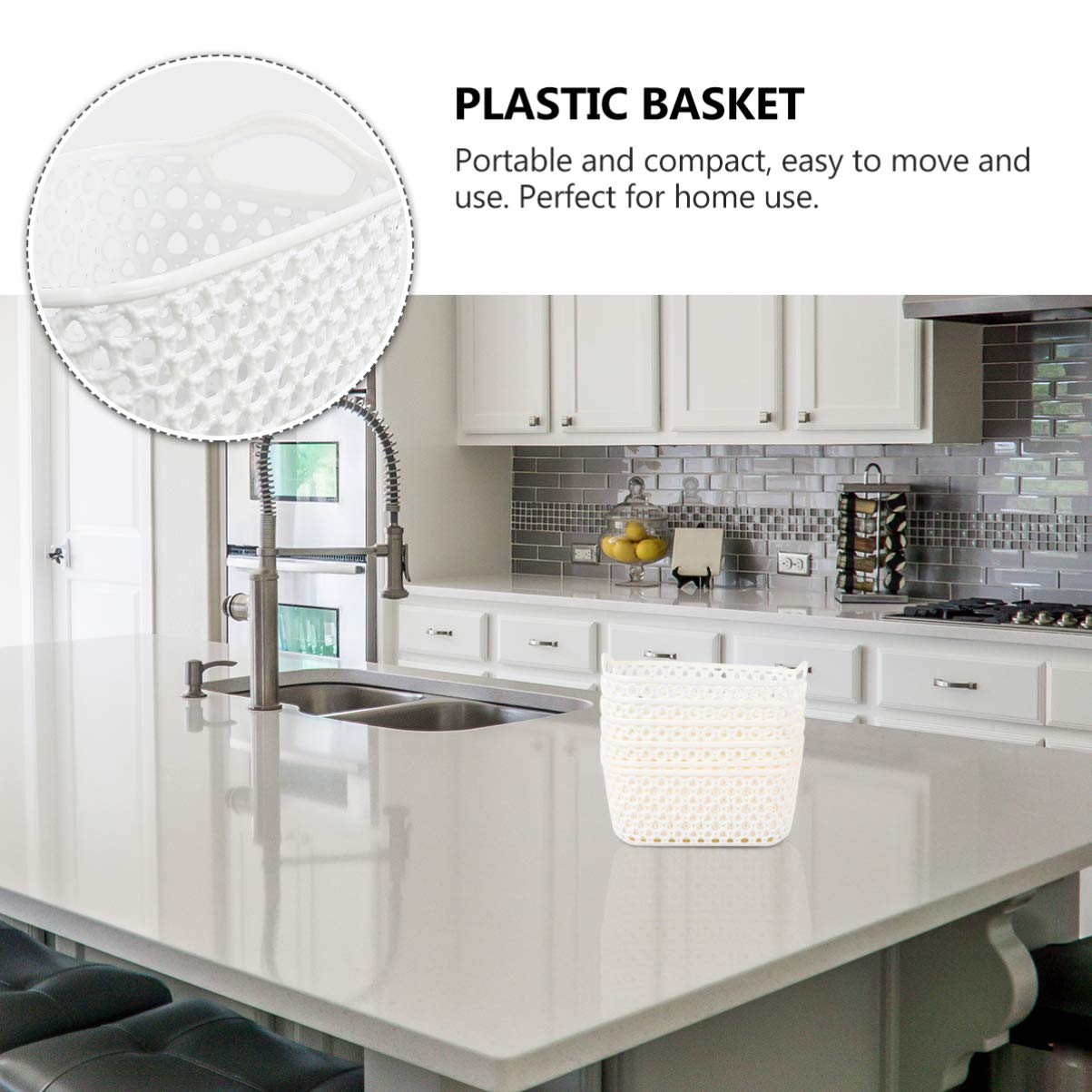 5-Piece Plastic Storage Baskets Set - Desktop & Home Organization for Kitchen, Bathroom, Clothes | Space-Saving Multipurpose Storage Containers for Office, Bedroom, and Dorm Room Organization