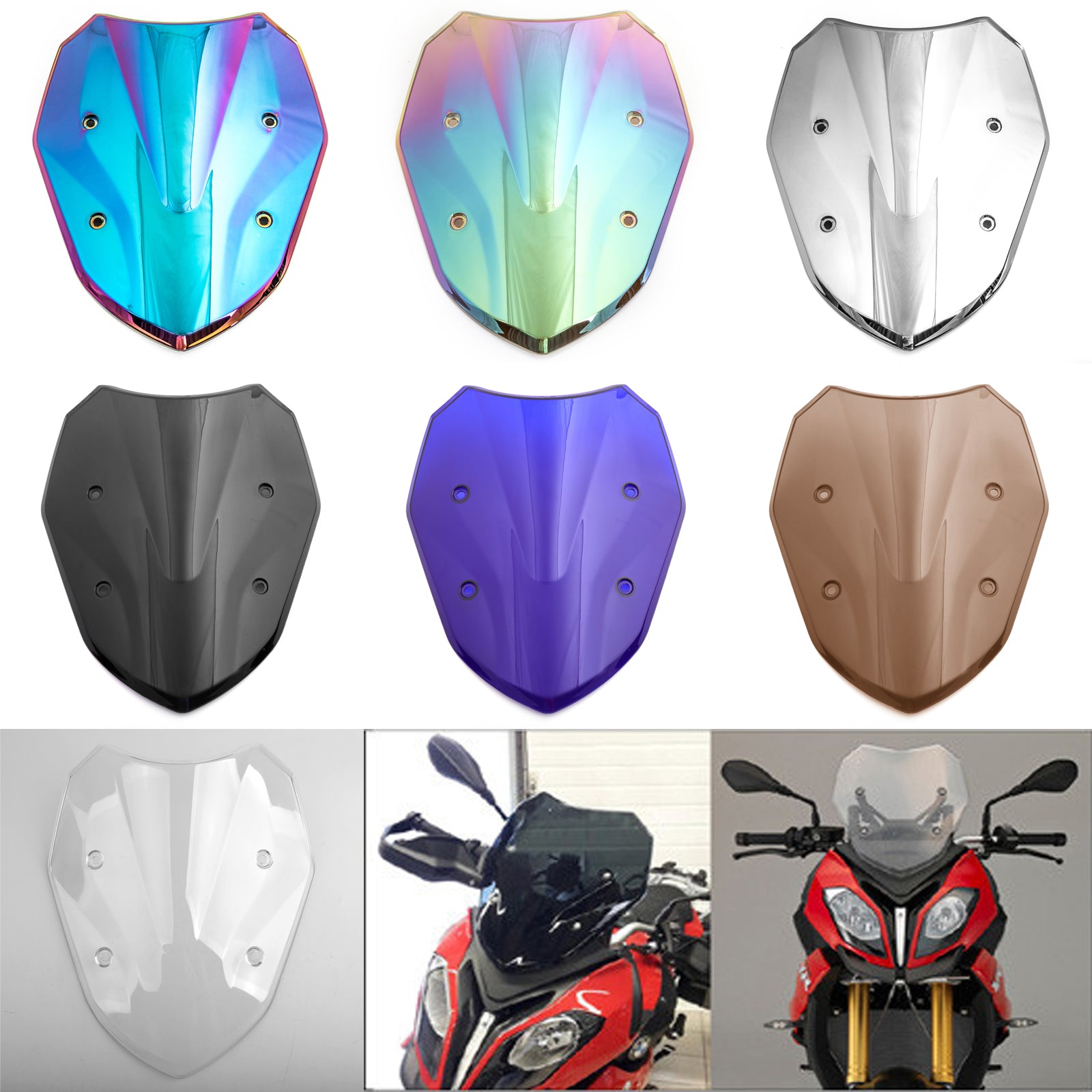 BMW S1000XR Motorcycle ABS Windscreen Windshield (2014-2019) - Universal Fit, Durable Protection for All-Weather Riding - Perfect for Highway Cruising & Long-Distance Tours