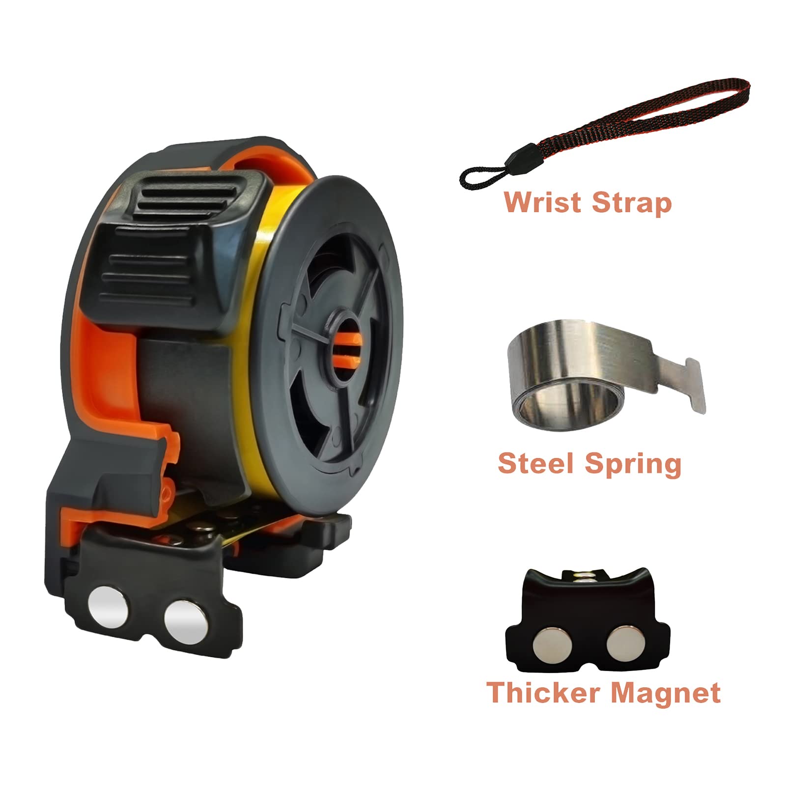 25 Ft Tape Measure with Easy-Read Fractions, Magnetic Hook & Finger Lock - Durable Shock-Absorbent Rubber Case for Construction, DIY Projects & Home Improvement