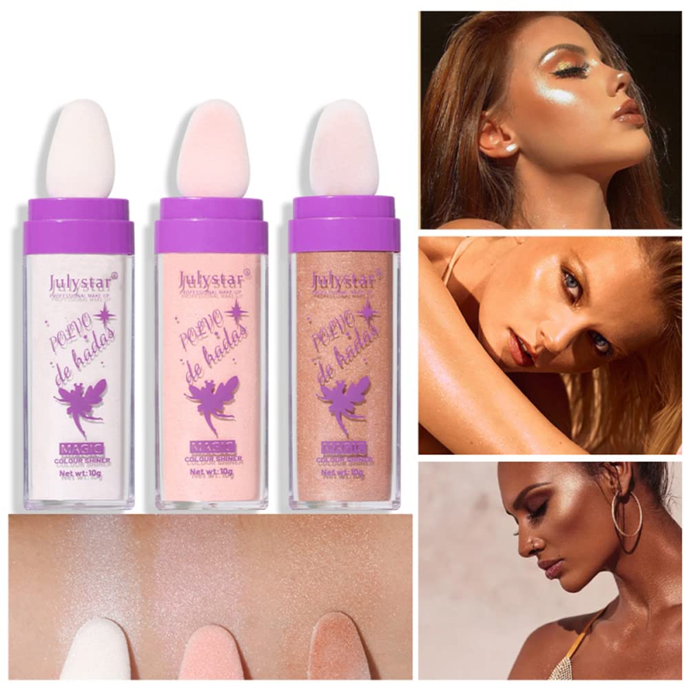 Ofanyia Fairy Highlighter Powder - Natural Sparkle Makeup for Face & Body, Glow Stick Highlighter (02# Pink) | Perfect for Parties, Photos & Festive Occasions