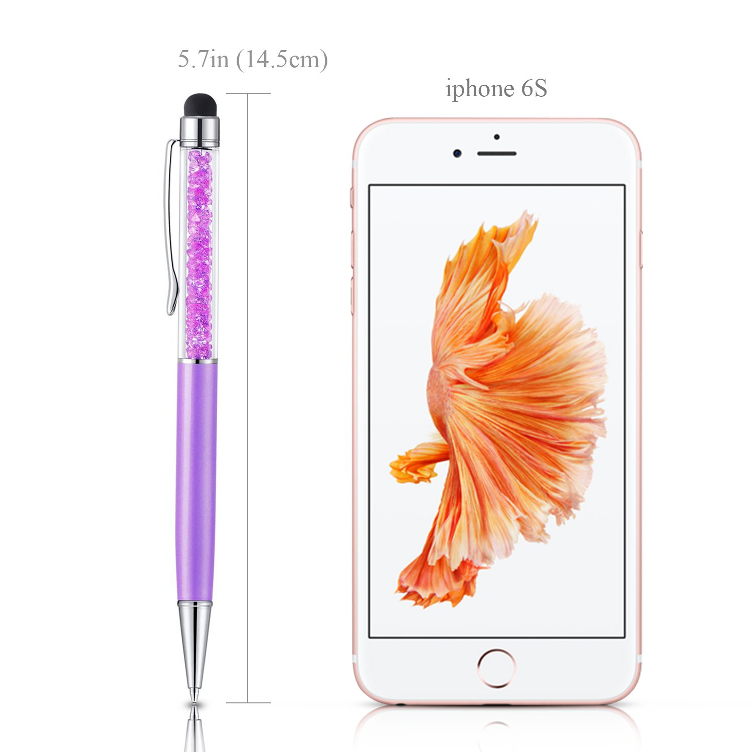 Besgoods 6-Pack 2-in-1 Stylus Pen Set - Slim Capacitive Touch Screen Stylus & Ballpoint Pen for iPhone, iPad, Samsung Tablets & Smartphones (Sky Blue, Pink, Purple, Royal Blue, Black, White) - Perfect for Note-Taking, Drawing & Digital Signatures