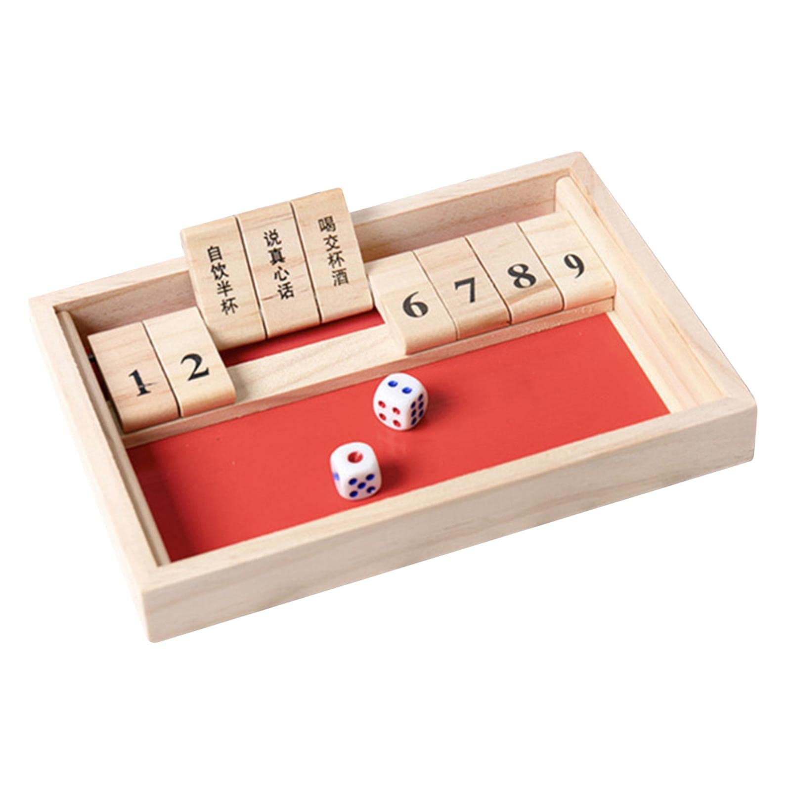 Almencla Traditional Wooden Shut The Box Game - Classic Family Dice Board Game for 2-4 Players - Fun Math Learning & Strategy Game for Kids & Adults - Perfect for Family Game Nights, Parties & Classroom Activities