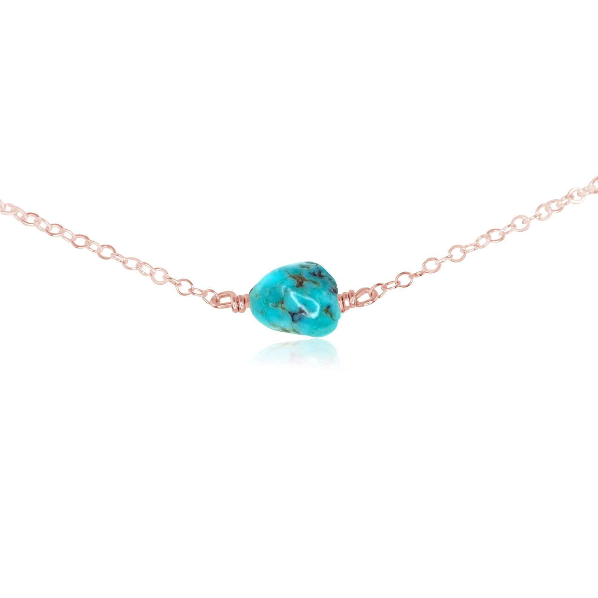 Natural Raw Turquoise Crystal Nugget Choker Necklace - Handmade Bohemian Jewelry for Women | Perfect for Festivals, Boho Outfits & Layering