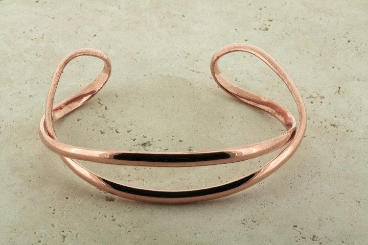 Curved Ends Open Cuff Copper Bracelet - Elegant Handmade Jewelry for Women, Boho Style Accessories - Perfect for Casual Wear, Parties & Gifts