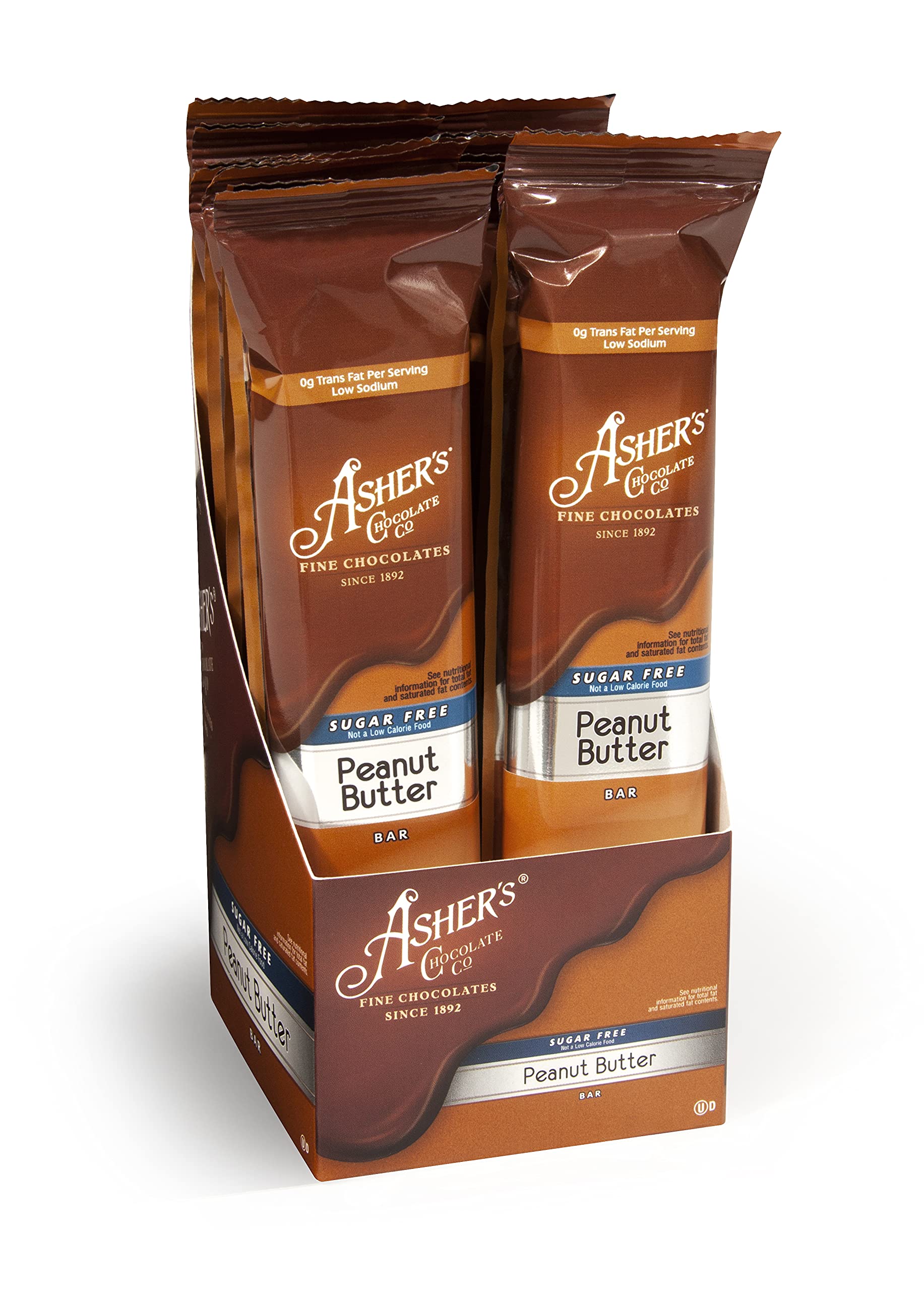 Sugar Free Keto Chocolate Bars by Asher's - Small Batch Kosher Certified, Family Owned Since 1892 (12 Pack, Peanut Butter Flavor) - Perfect for Low-Carb Diets, Gifts & Healthy Snacking