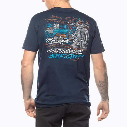 Base Camp Short Sleeve T-Shirt for Men - Comfortable Navy Blue Cotton Tee - Perfect for Hiking, Camping & Outdoor Adventures