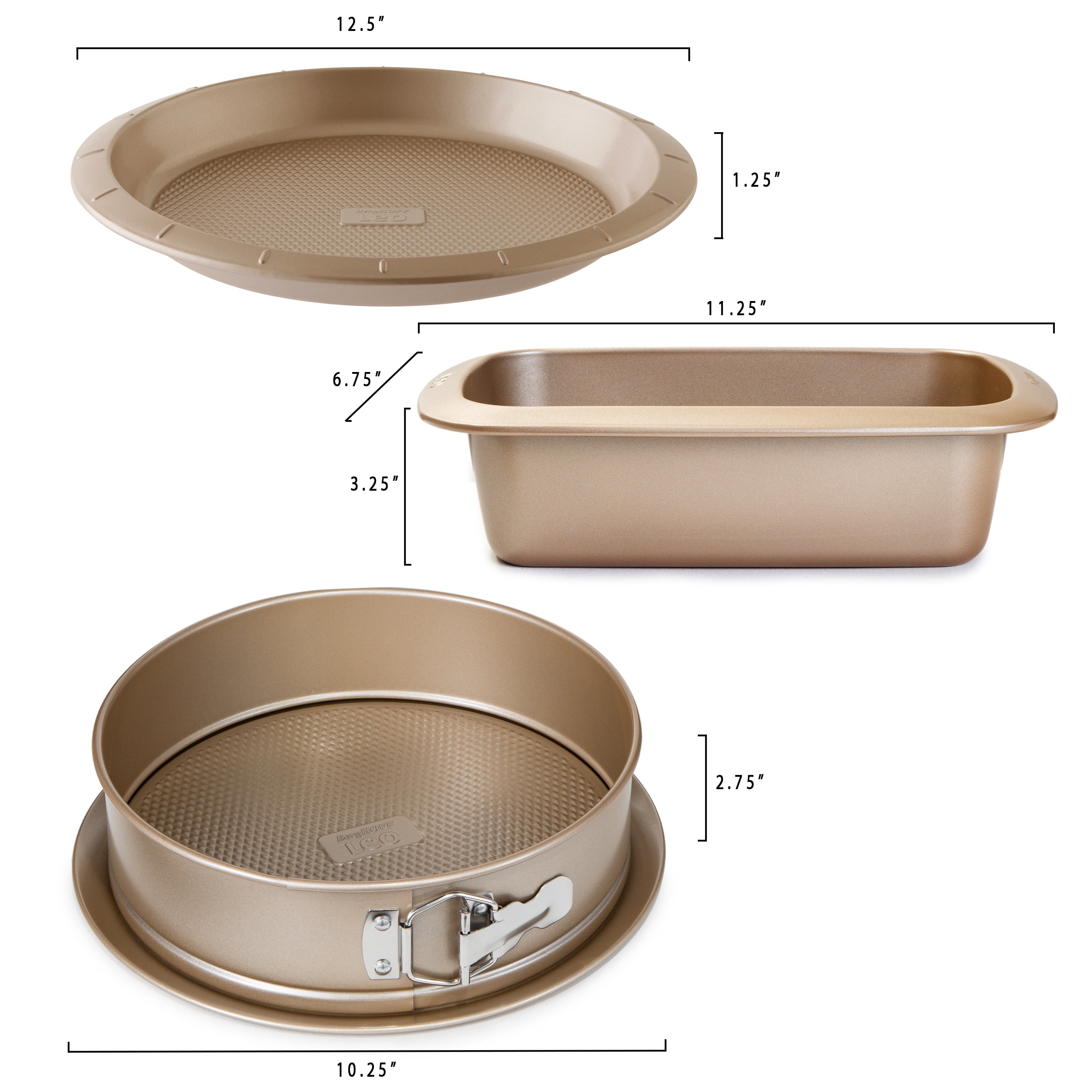 BergHOFF Balance 3-Piece Nonstick Carbon Steel Baking Pan Set - Perfect for Cookies, Cakes & Roasting | Oven & Dishwasher Safe Bakeware