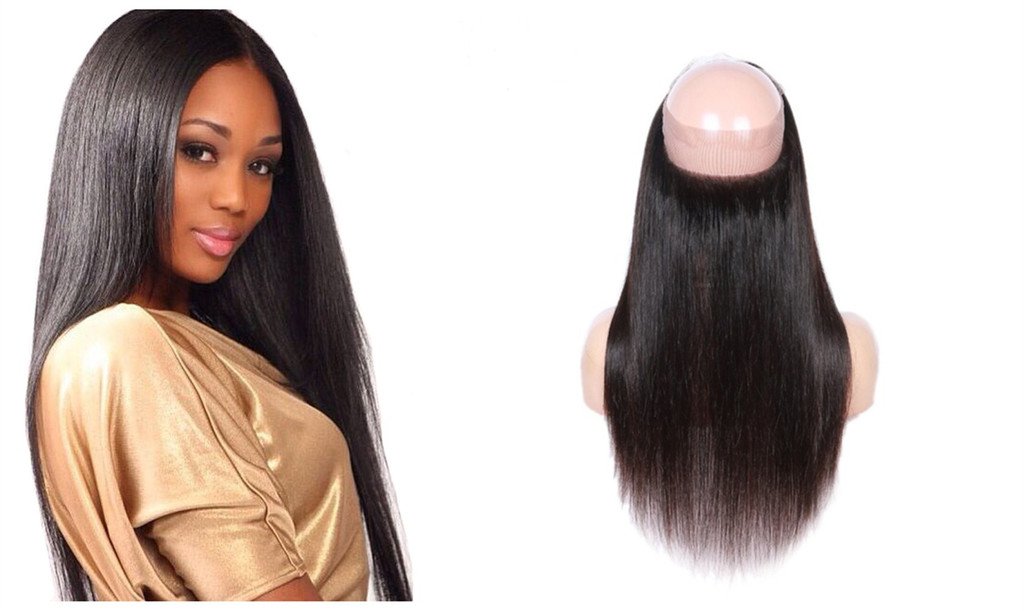 Brazilian Virgin Human Hair 360 Lace Frontal Closure - 24 Inches Straight Natural Black Hair with Free Part - 1 Piece Pack for Weaves, Wigs & Hair Extensions - Perfect for Daily Styling, Special Occasions & Salon Use