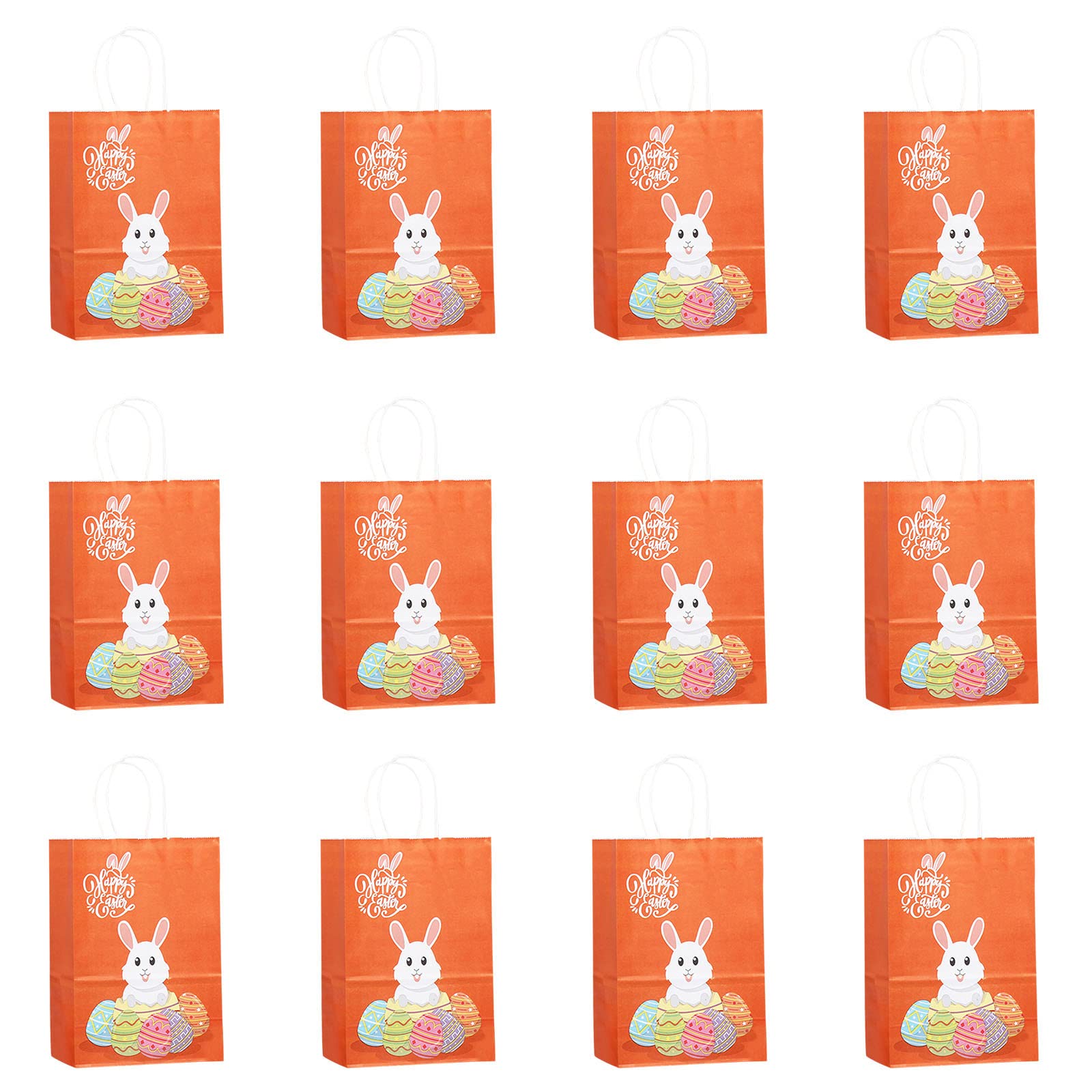 Easter Bunny Kraft Paper Tote Bags - 12 Pack Cute Holiday Party Gift Bags for DIY, Home Storage & Dorm Organization | Portable Eco-Friendly Easter Basket Fillers & Party Favors