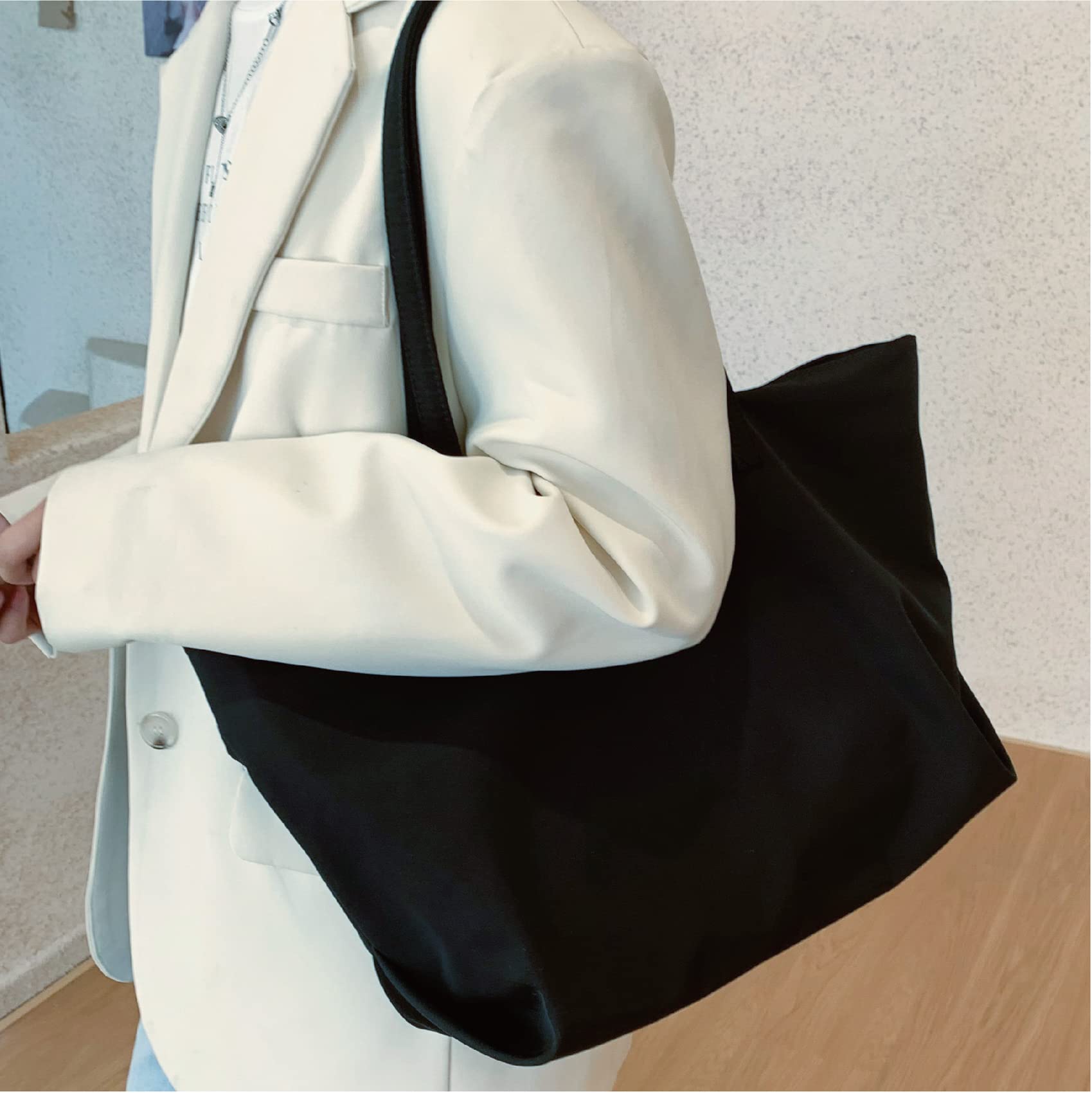 MAYMOONER Women's Canvas Tote Bag - Stylish School Handbag for Women, Casual Crossbody Shoulder Bag with Spacious Pocket | Perfect for Work, Travel, Shopping & Daily Use
