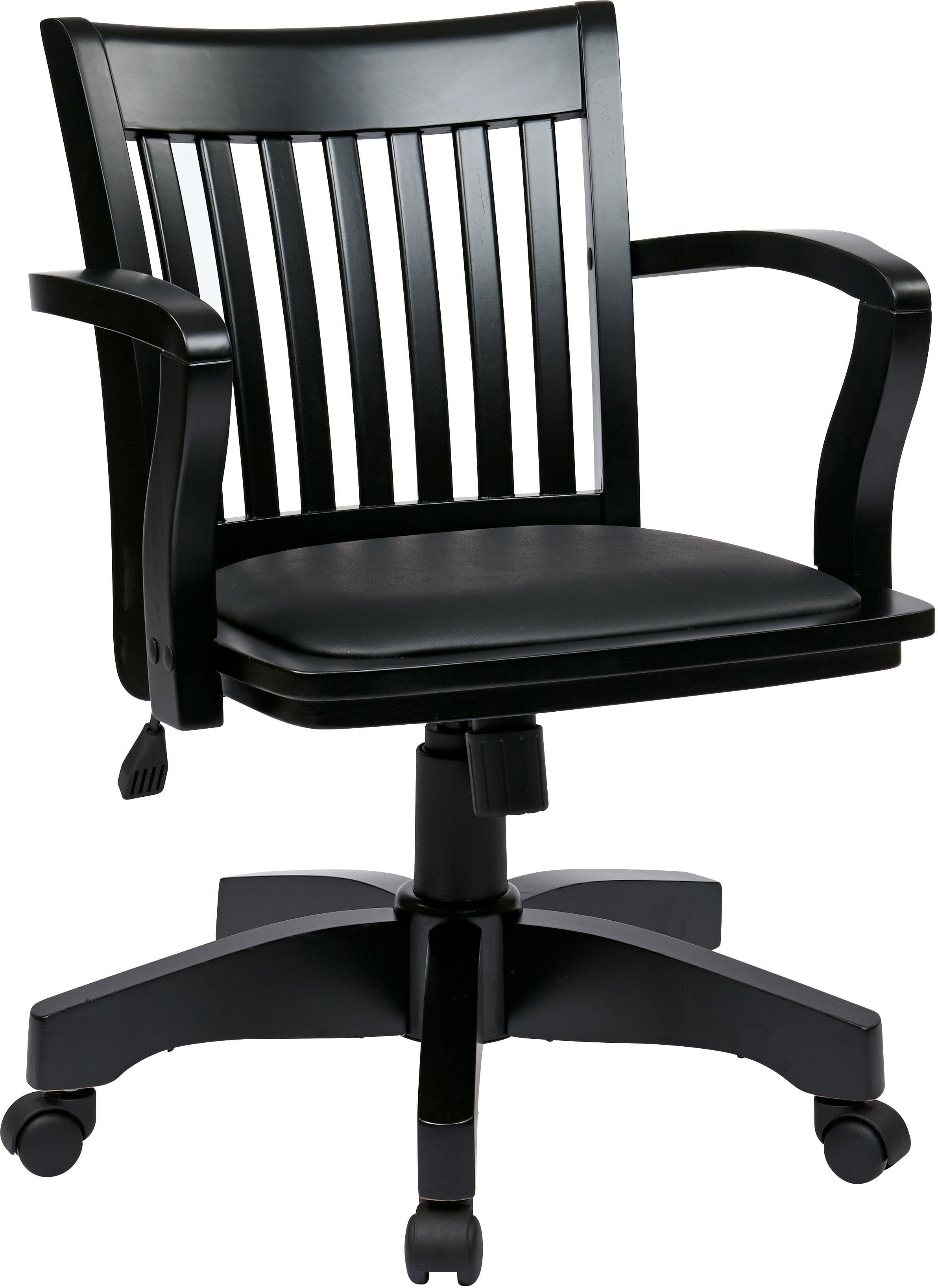 OSP Designs Deluxe Wood Bankers Desk Chair - Ergonomic Office Chair with High Back Support, Adjustable Height & Swivel Base - Perfect for Home Office, Study, or Executive Workspace