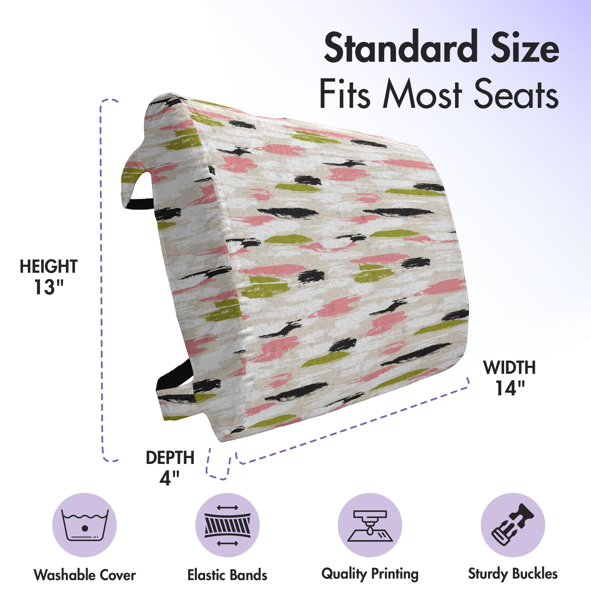 Ambesonne Boho Lumbar Support Pillow - Hand Painted Bold Stripes & Brushstrokes Design, High Density Foam for Office Chair & Car Seat, 14