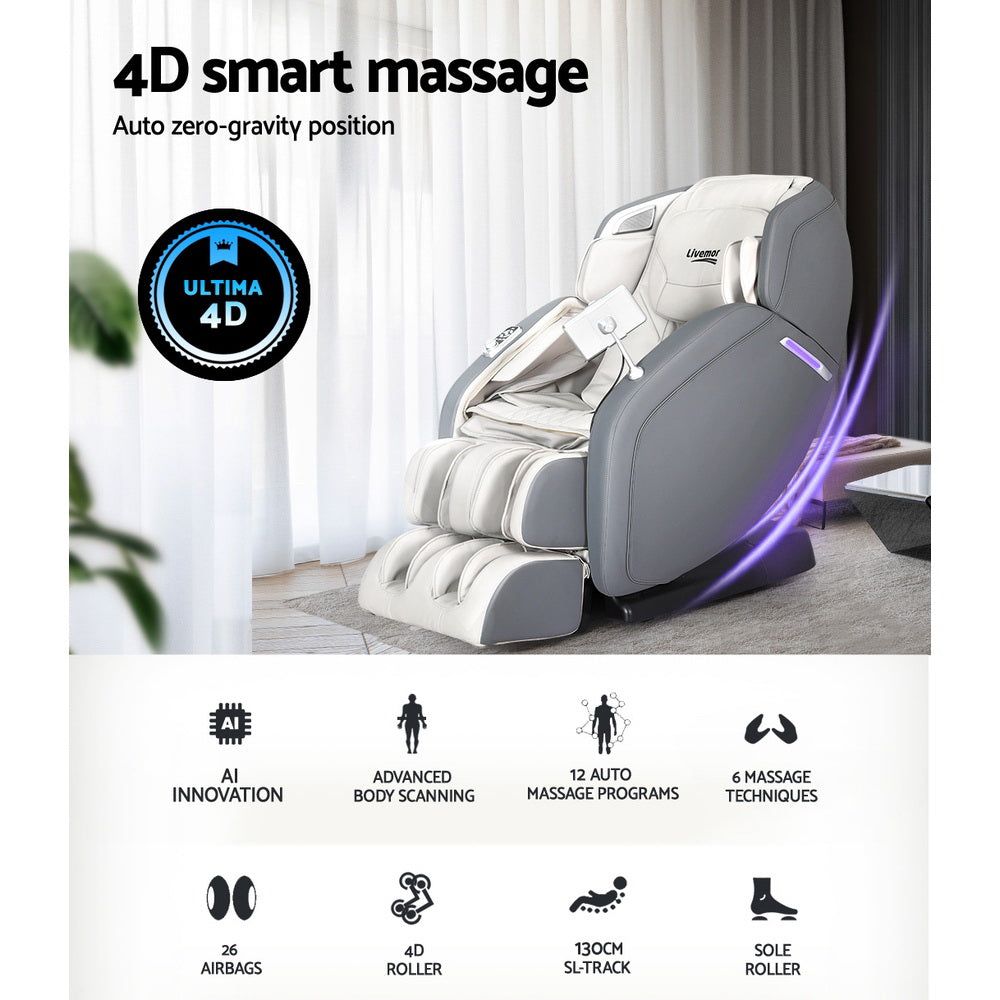 Livemor 4D Massage Chair with Electric Recliner - Full Body Shiatsu Massage for Home & Office - Perfect for Relaxation, Pain Relief and Stress Relief