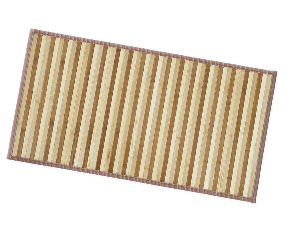 ARREDIAMOINSIEME Bamboo Rug - Non-Slip Wooden Floor Mat for Kitchen, Bathroom, Bedroom - Blue Gradient Design - 50x340cm Runner - Eco-Friendly Home Decor for Indoor Spaces