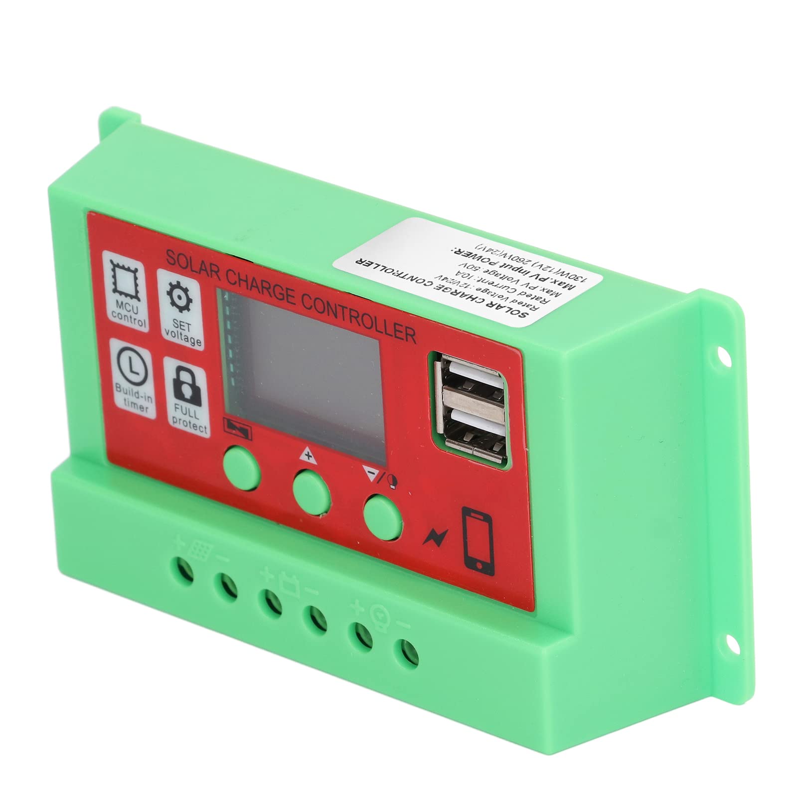 KAKAKE 10A PWM Solar Controller with LCD for Ventilation System - Solar Panel Protection