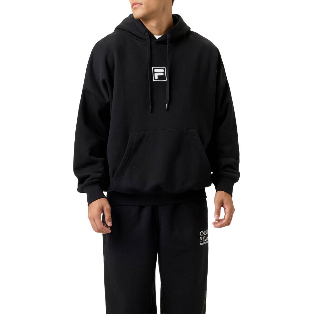 Fila Unisex Crest Country Club Hoodie - Soft Cotton Pullover Sweatshirt for Men & Women (Black) | Perfect for Golf, Casual Wear & Outdoor Activities