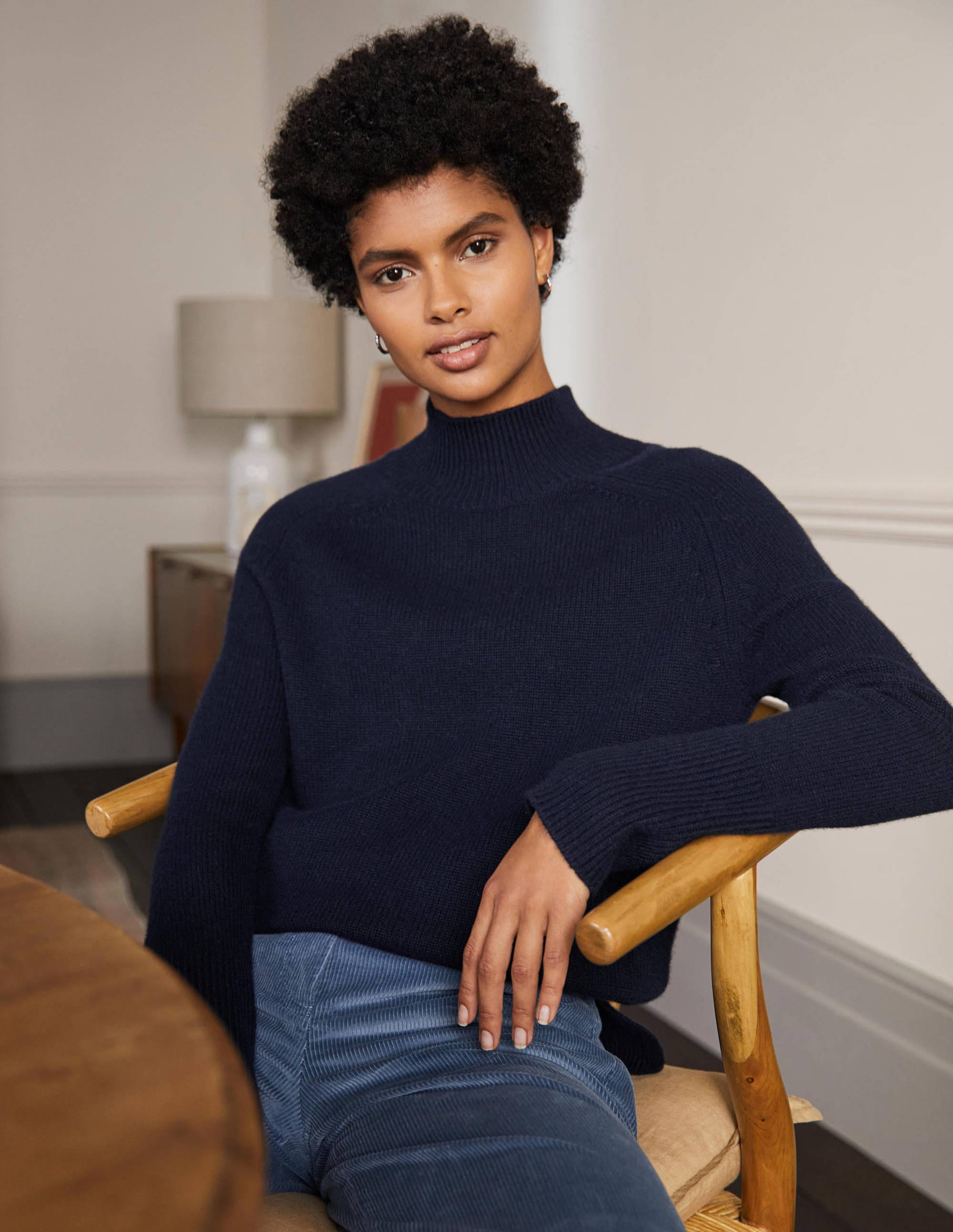Anna Women's Navy Blue Cashmere Sweater - Soft & Warm Winter Knitwear for Office, Travel & Casual Outfits